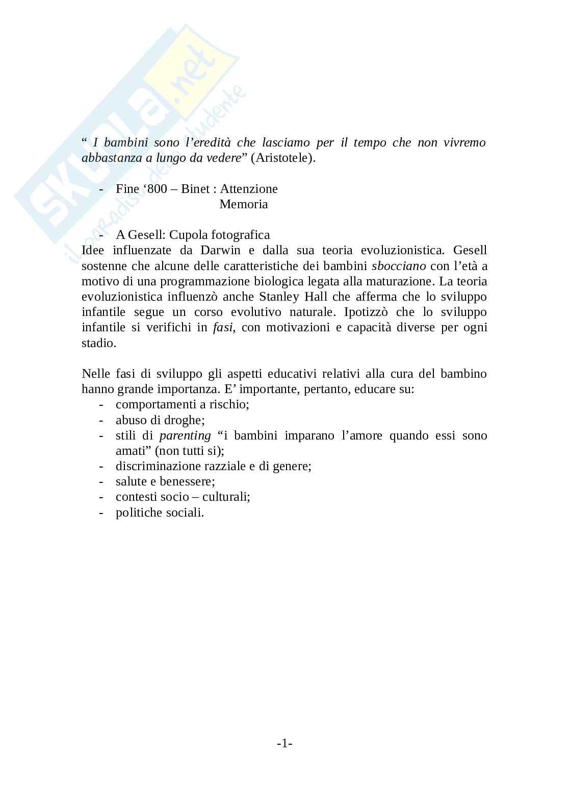 Psicologia dello sviluppo Pag. 1