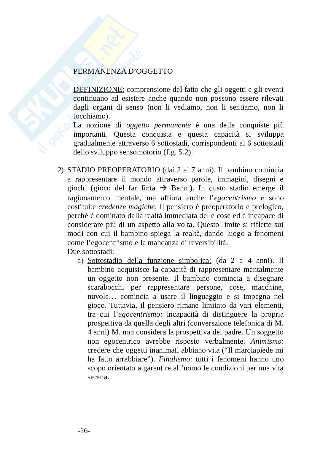 Psicologia dello sviluppo Pag. 16
