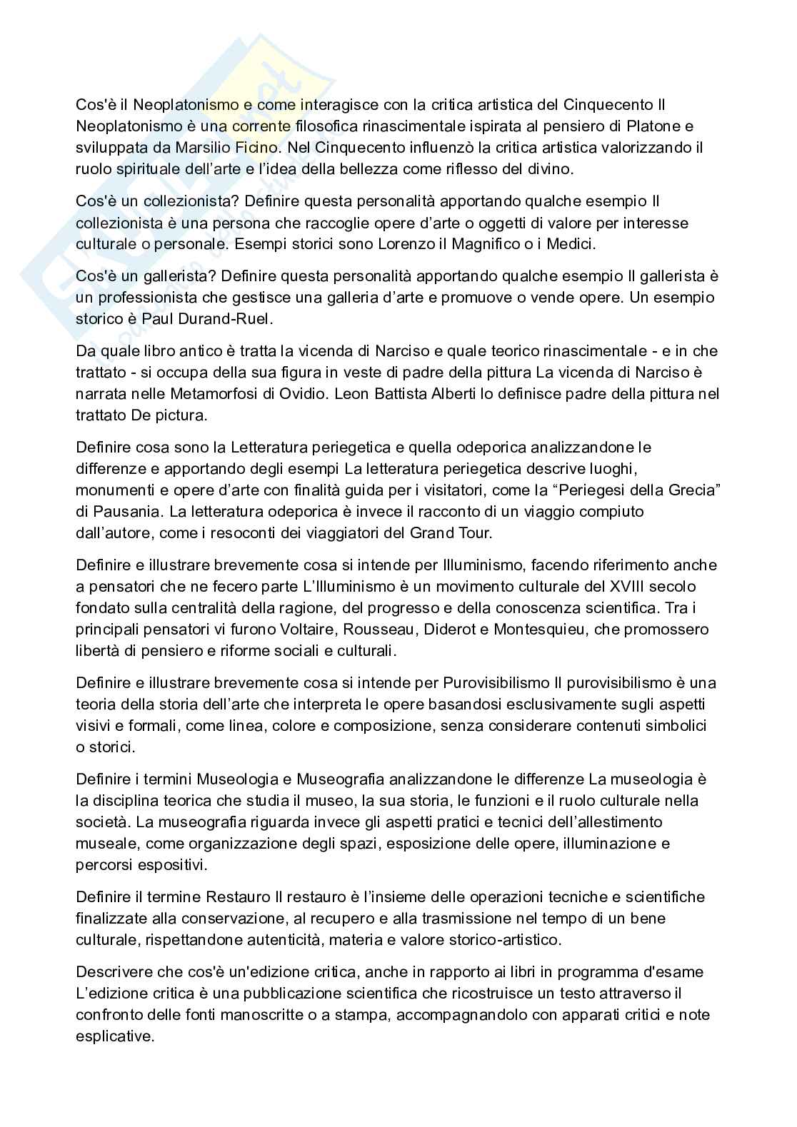 Paniere di Museologia e critica artistica con domande chiuse e aperte in ordine alfabetico Pag. 6
