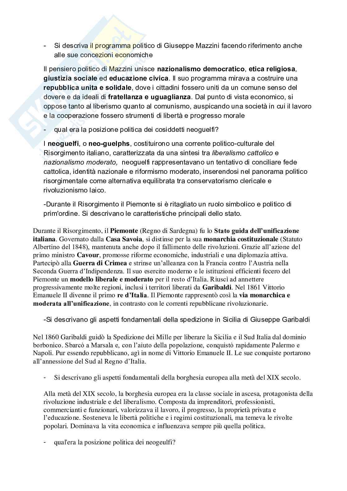 Paniere Storia contemporanea - Risposte aperte - aggiornato (2026) Pag. 2