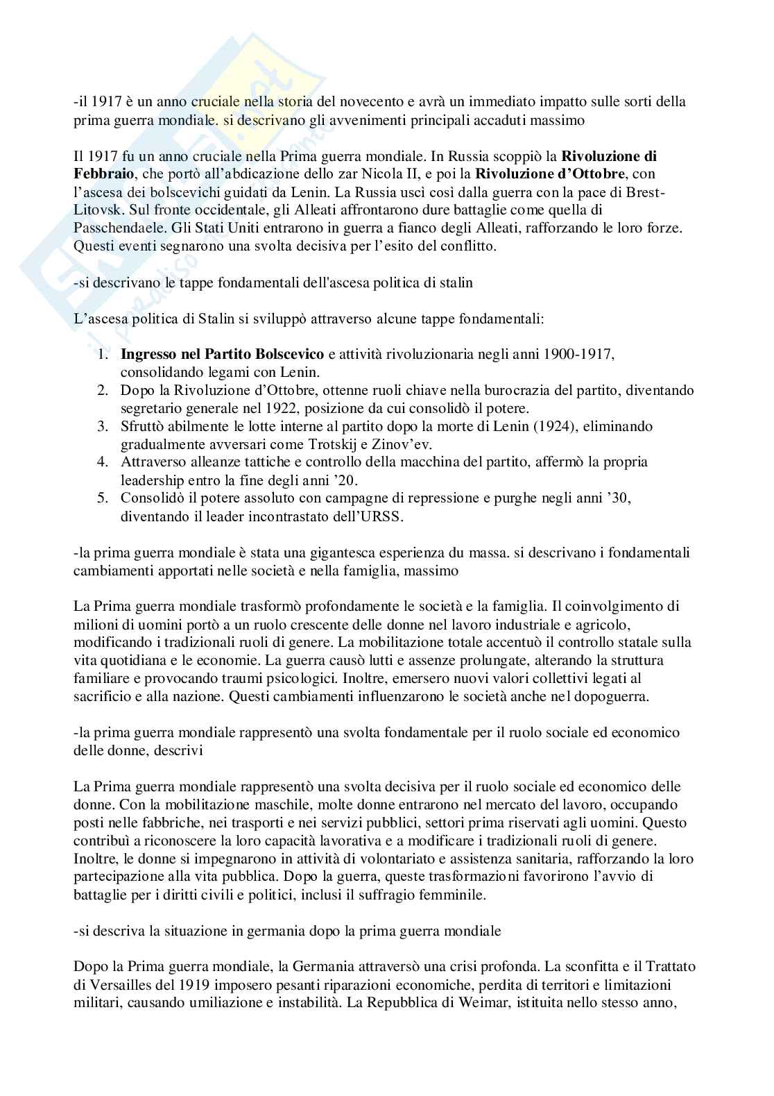 Paniere Storia contemporanea - Risposte aperte - aggiornato (2026) Pag. 6