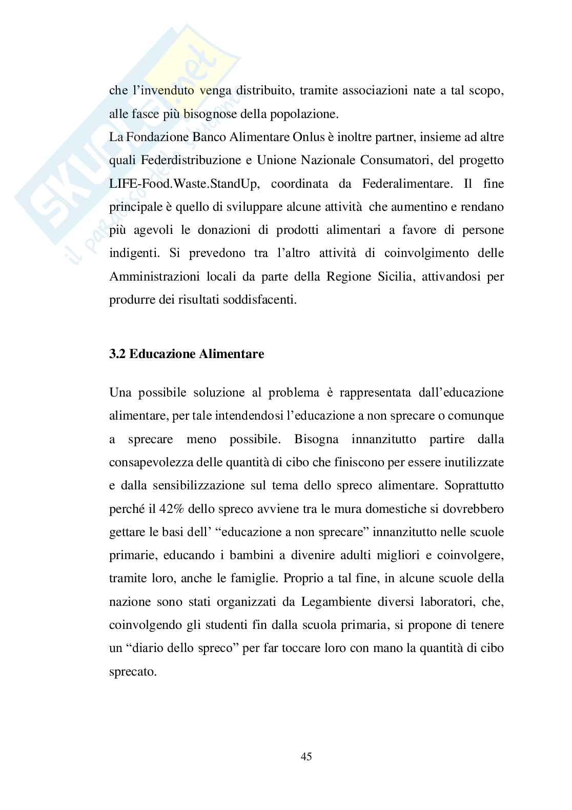 Tesi Sprechi Alimentari: Riflessi Economici e Commerciali Pag. 46