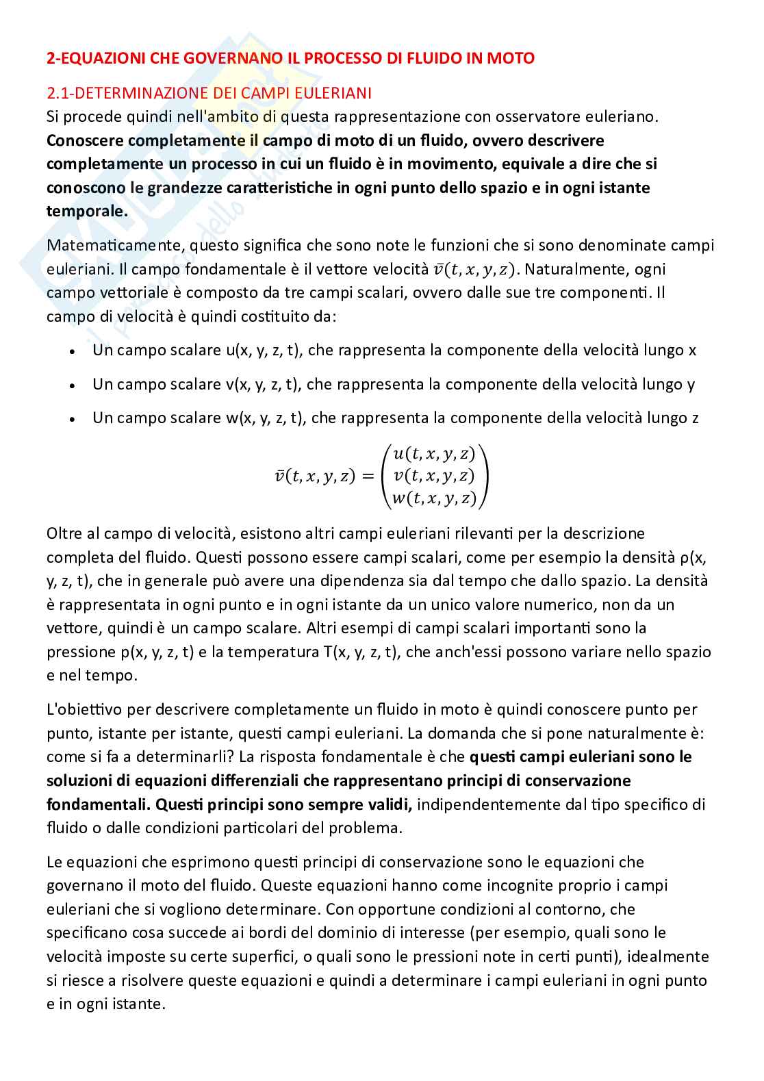 Meccanica dei fluidi, parte 5 - equazioni che governano un fluido in moto e generico problema fluidodinamico Pag. 1