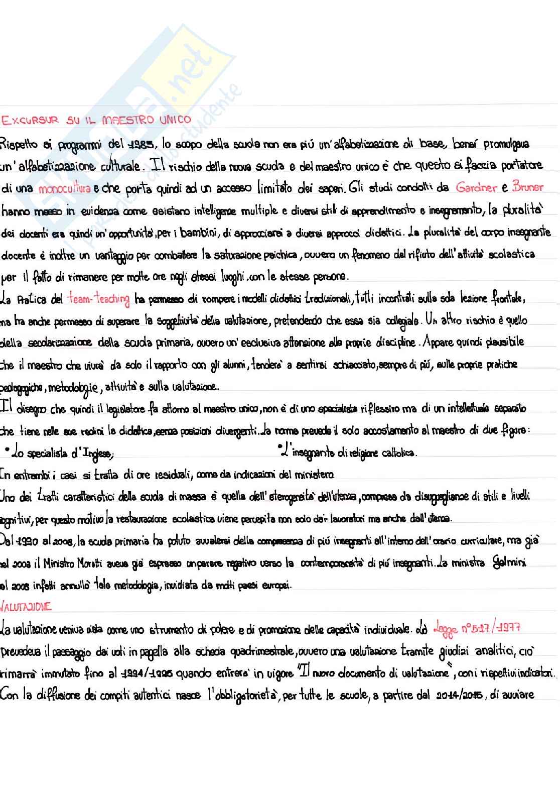 Riassunto esame Teorie e metodi di progettazione e di valutazione scolastica, Prof. Capperucci Davide, libro consigliato L'insegnante di scuola primaria. Identità, competenze e profilo professionale, Capperucci, Piccioli Pag. 11