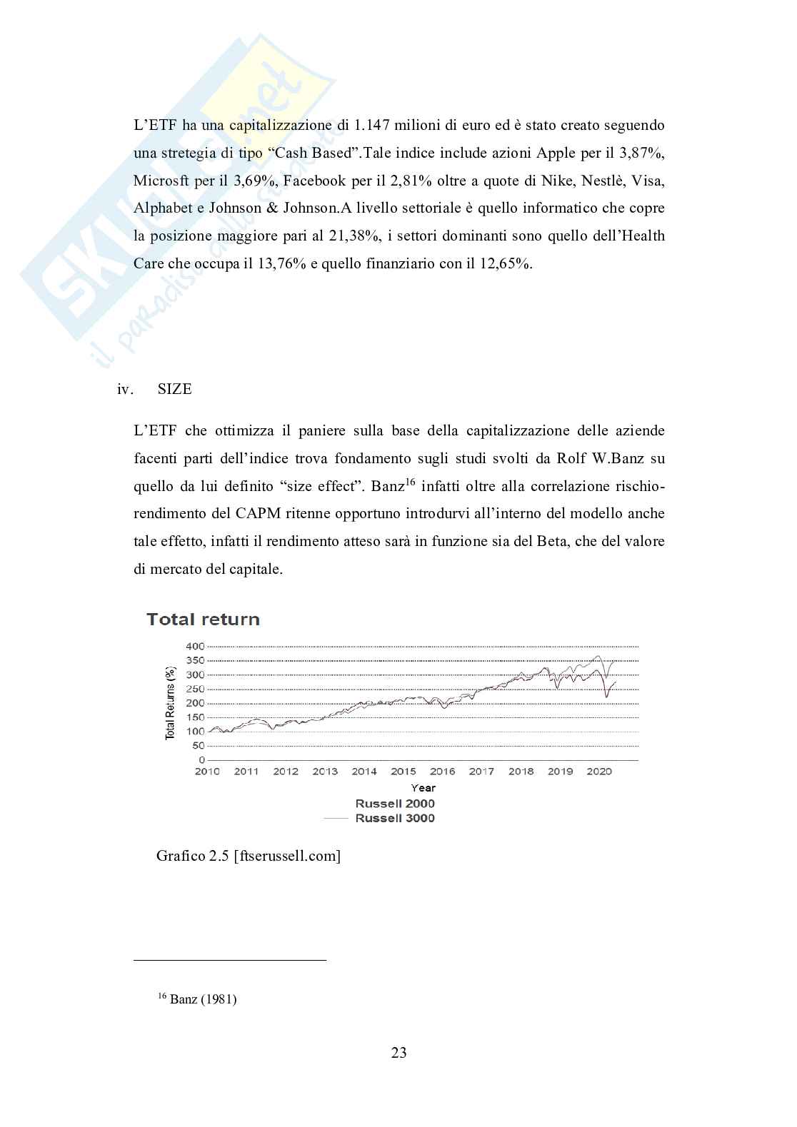Tesi di laurea in ETF Smart Beta e factor Investing Pag. 26