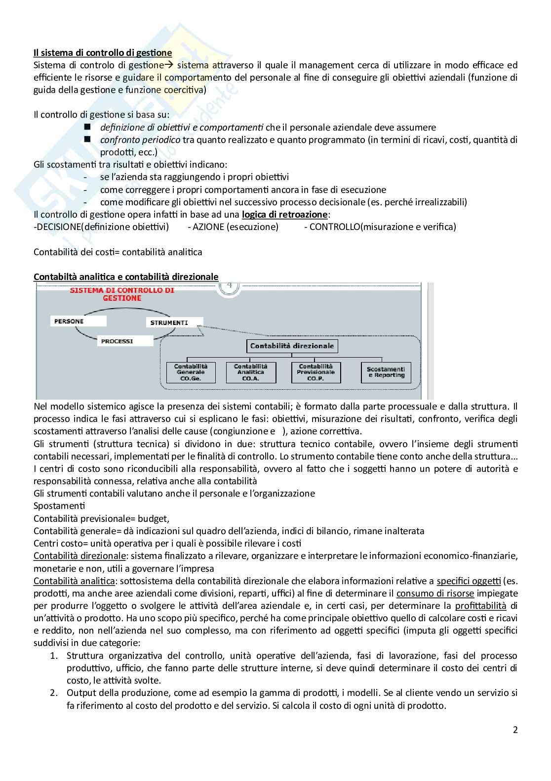 Appunti di Cost Management e Accounting Pag. 2