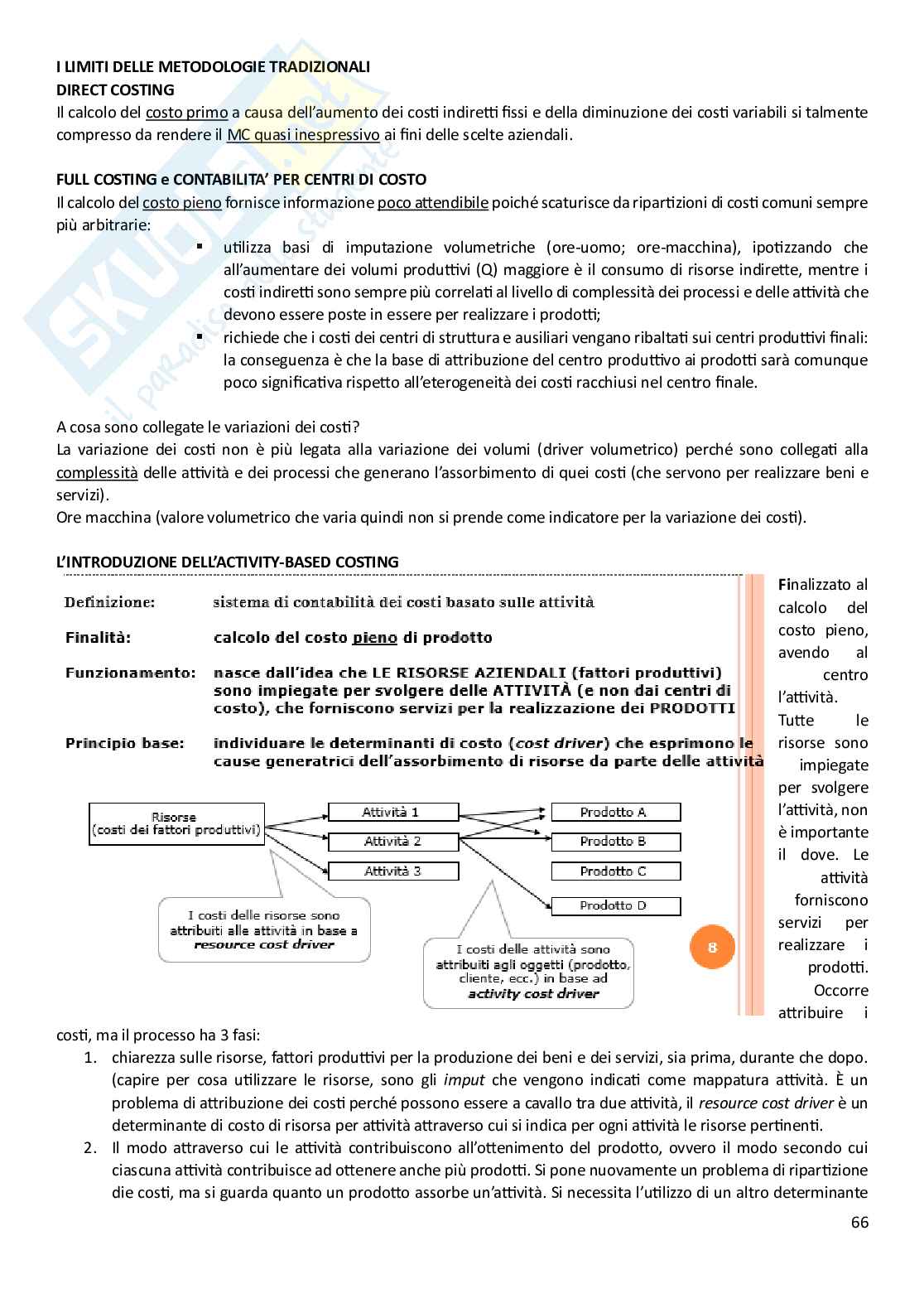 Appunti di Cost Management e Accounting Pag. 66