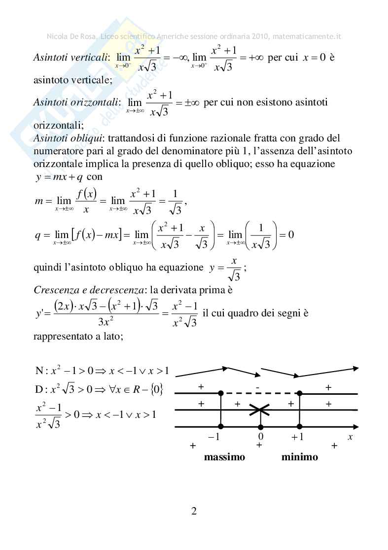 2010 - Liceo scientifico Americhe, sessione ordinaria Pag. 2