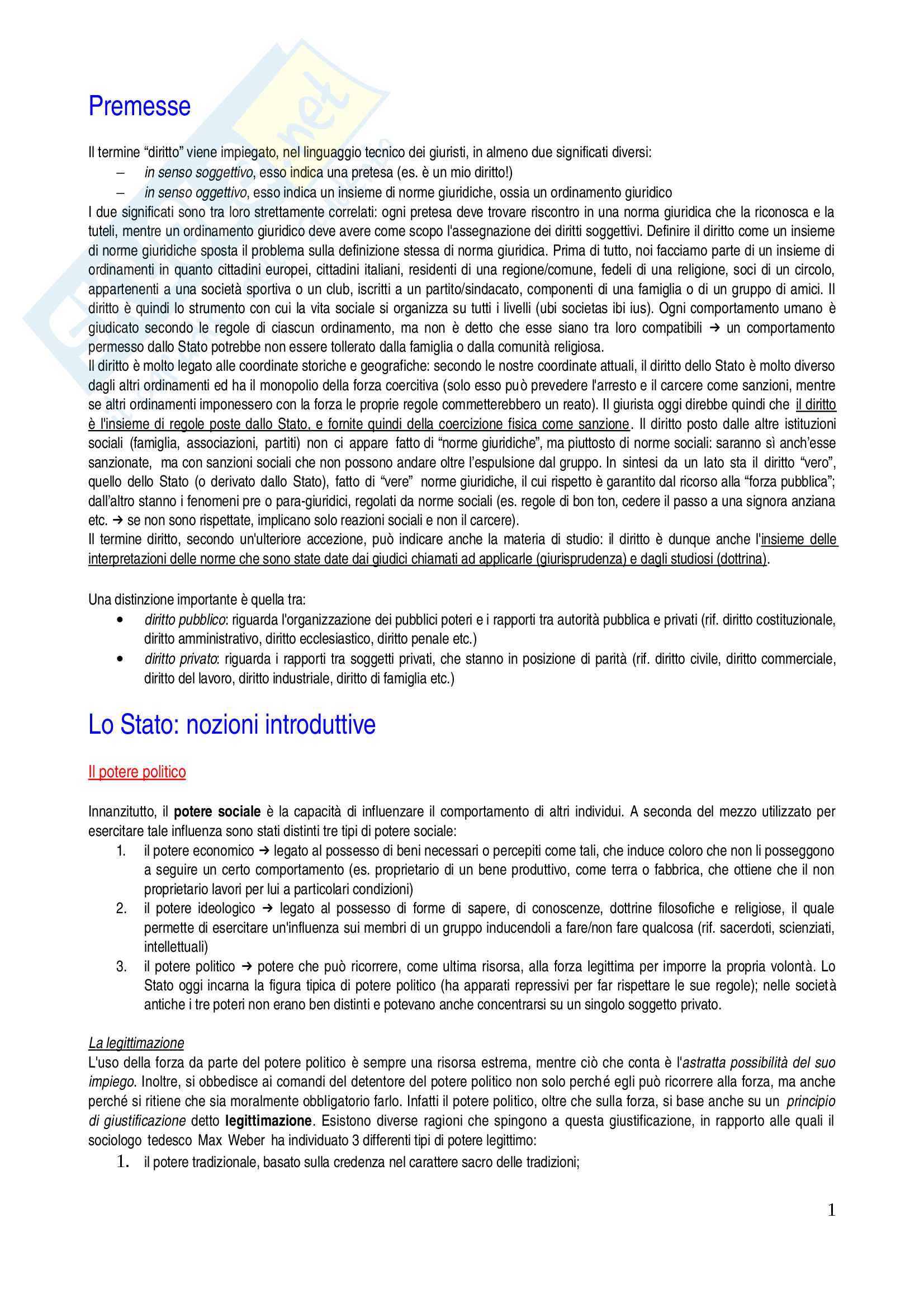 Riassunto di diritto costituzionale Pag. 1