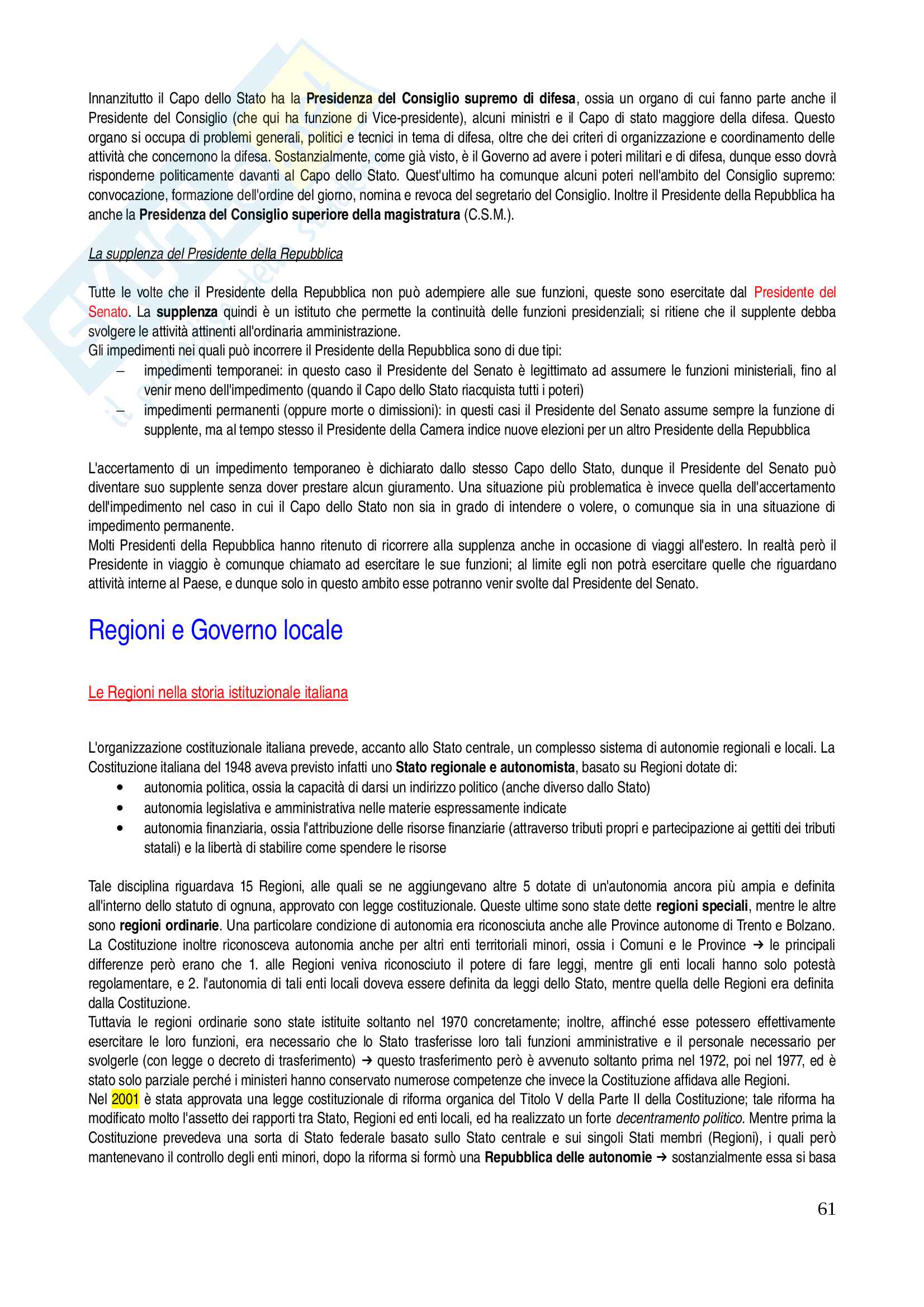 Riassunto di diritto costituzionale Pag. 61