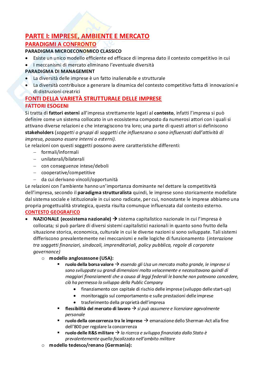 Appunti di Management basati i sullo studio del libro consigliato Economia e Management delle imprese, Tunisini, Ferrucci e Pencarelli Pag. 1