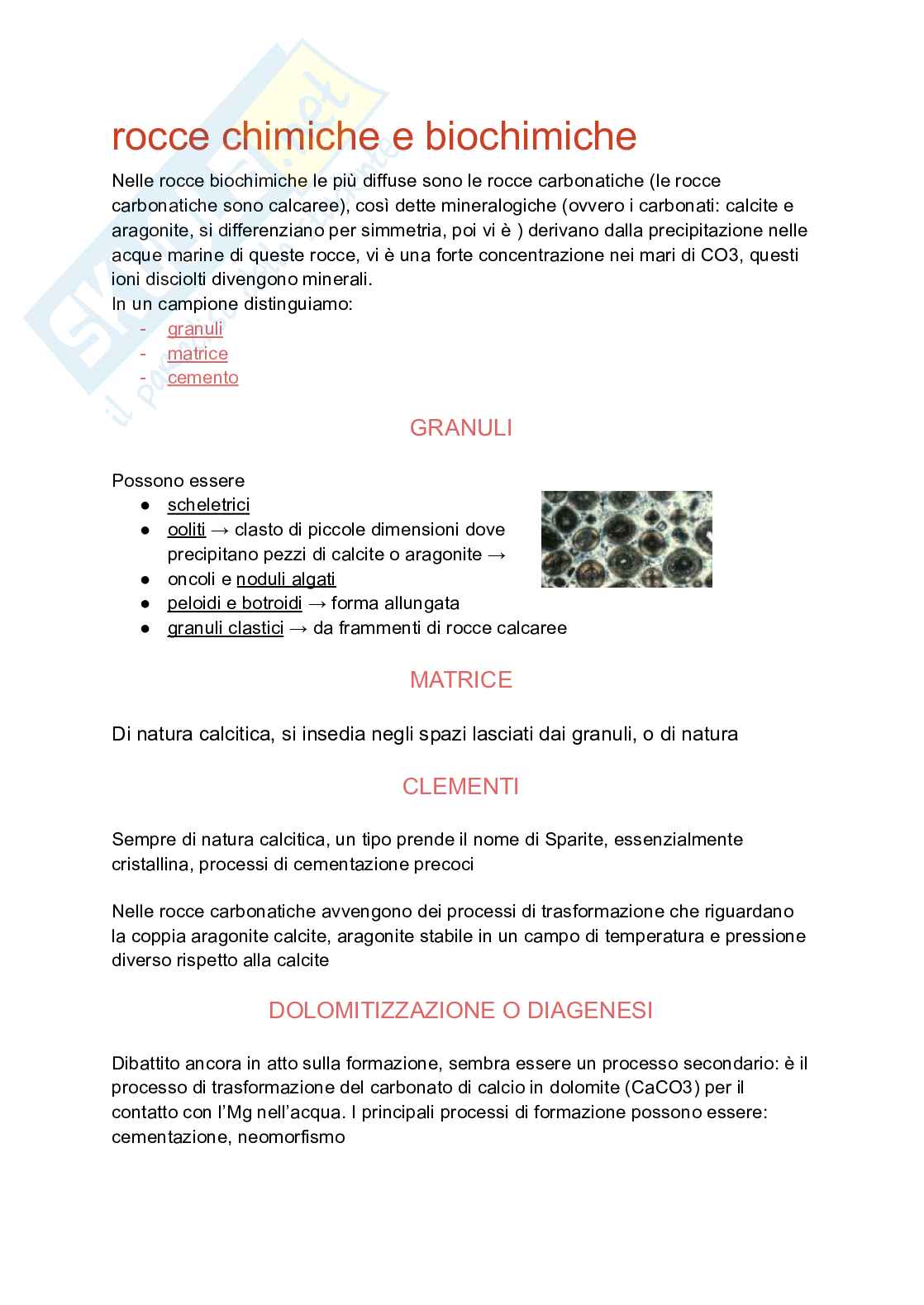 Rocce chimiche e biochimiche Pag. 1