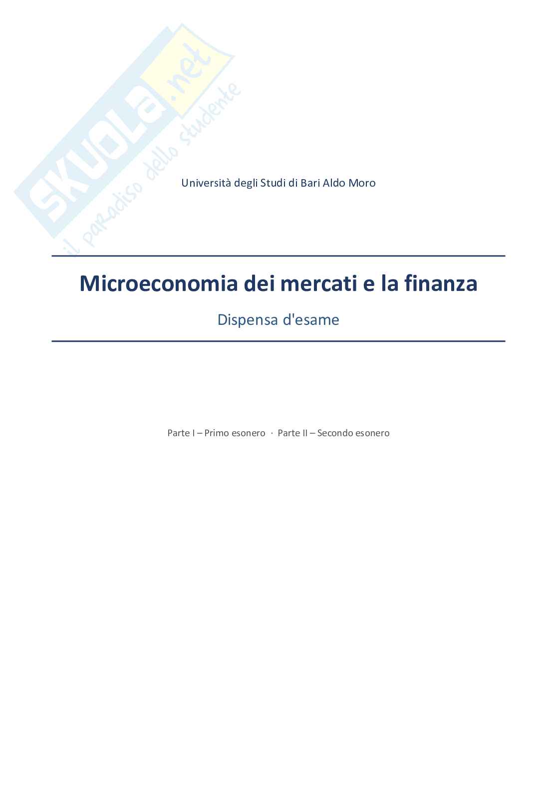 Appunti Microeconomia dei mercati e finanza - (Esoneri 1 e 2) Pag. 1