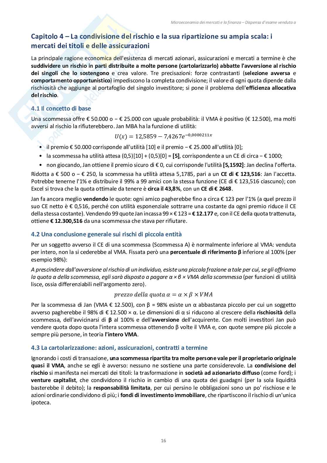 Appunti Microeconomia dei mercati e finanza - (Esoneri 1 e 2) Pag. 16