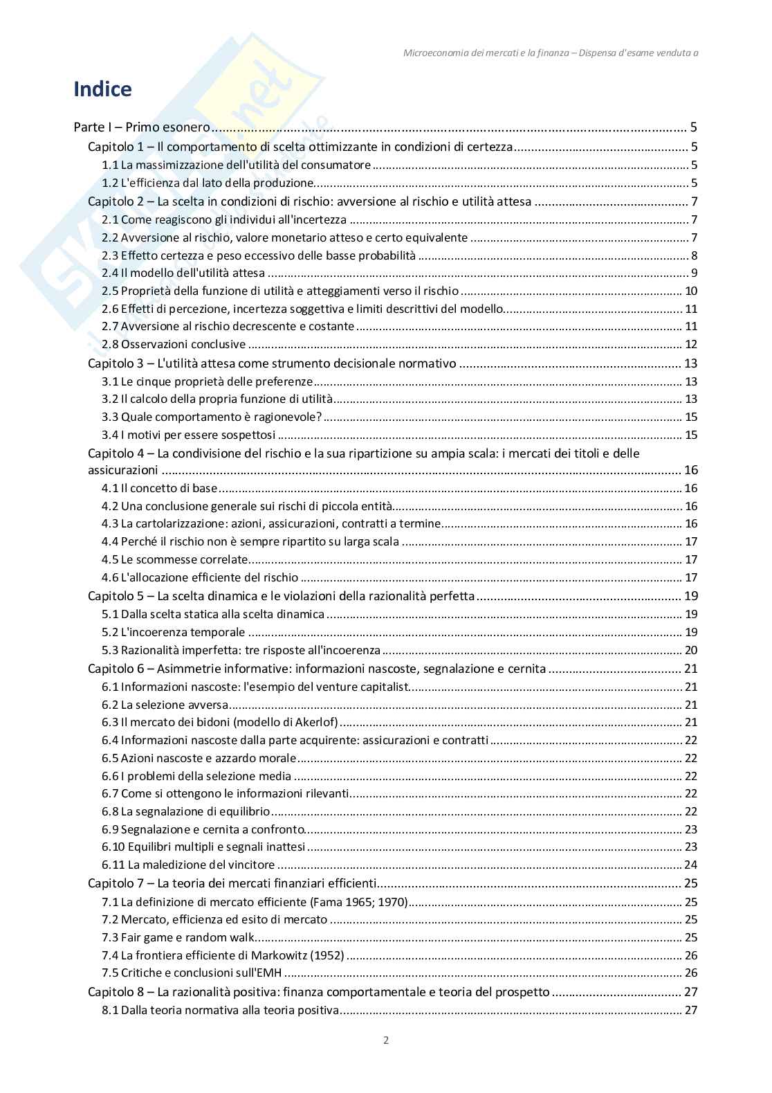 Appunti Microeconomia dei mercati e finanza - (Esoneri 1 e 2) Pag. 2