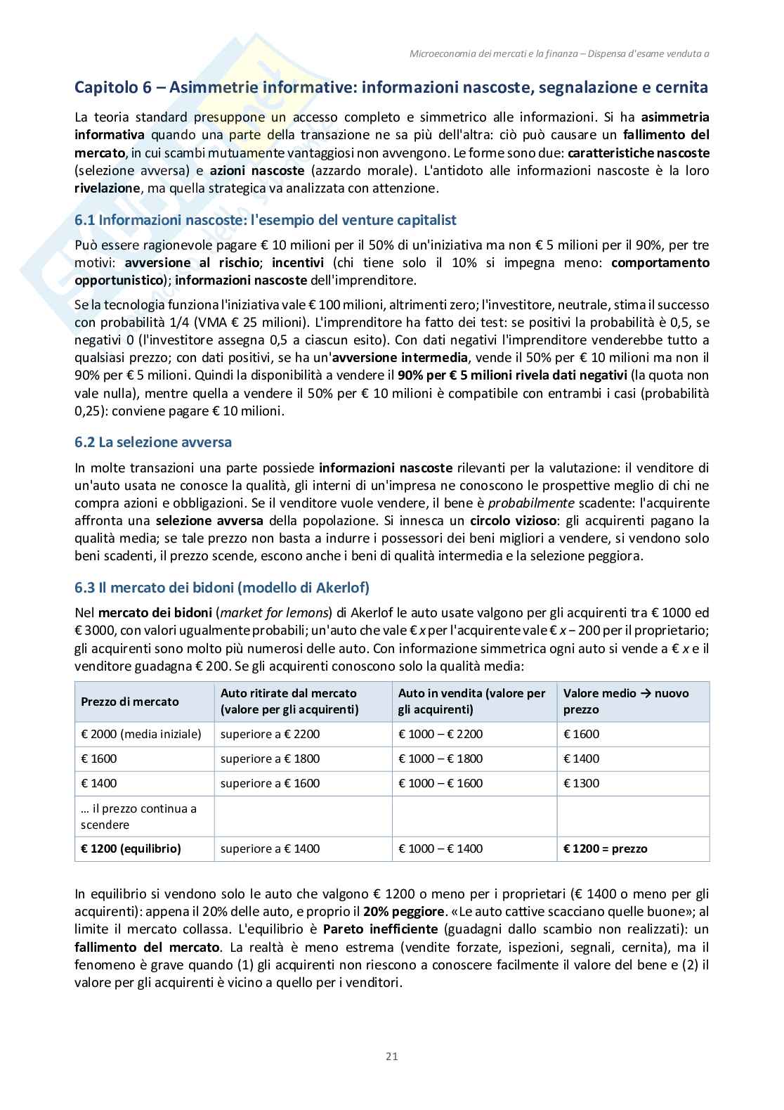 Appunti Microeconomia dei mercati e finanza - (Esoneri 1 e 2) Pag. 21