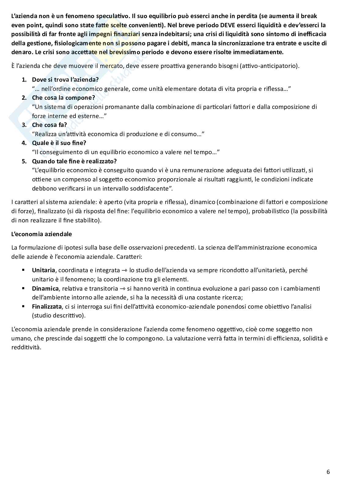 Riassunto esame Economia aziendale I, Prof. Iacoviello Giuseppina, libro consigliato Introduzione all'economia aziendale, Luciano Marchi Pag. 6