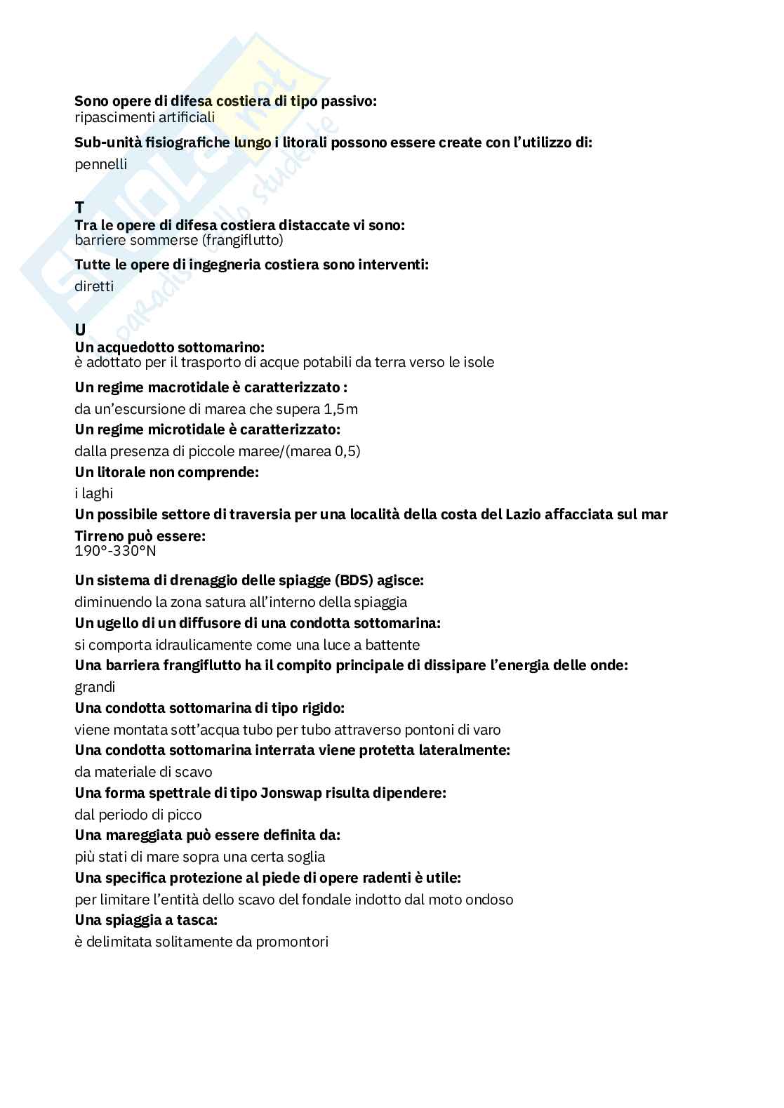 Costruzioni marittime – Domande fuori paniere risposte chiuse (ordine alfabetico) – A.A. 2025/2026  Pag. 11