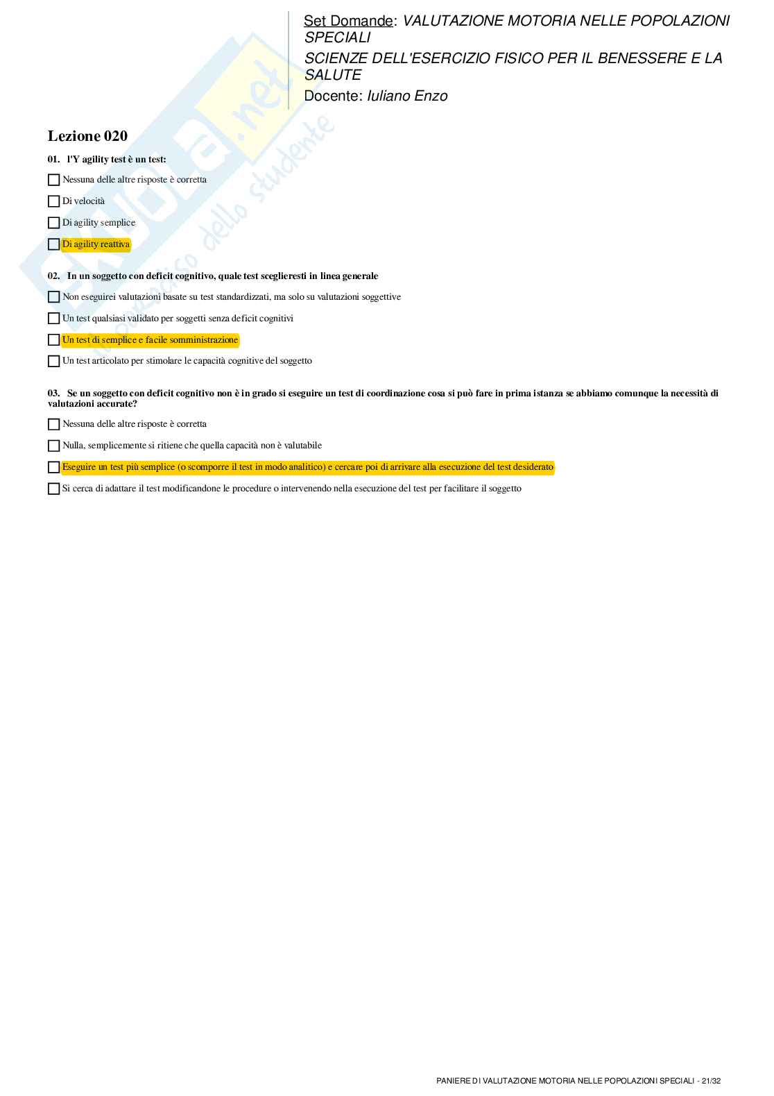 Valutazione motoria nelle popolazioni speciali completo Pag. 21
