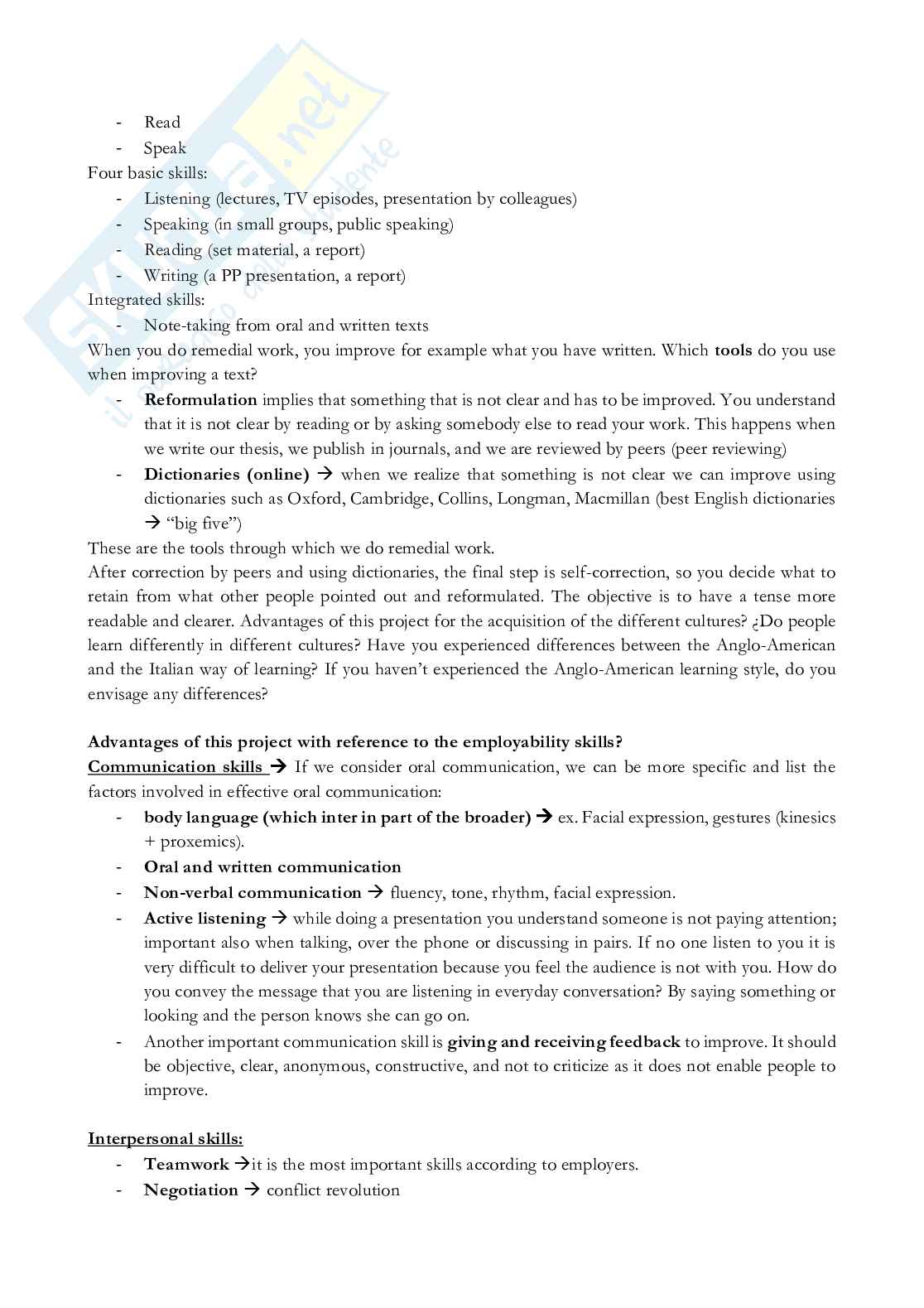 Appunti di strategie comunicative della lingua inglese Pag. 2