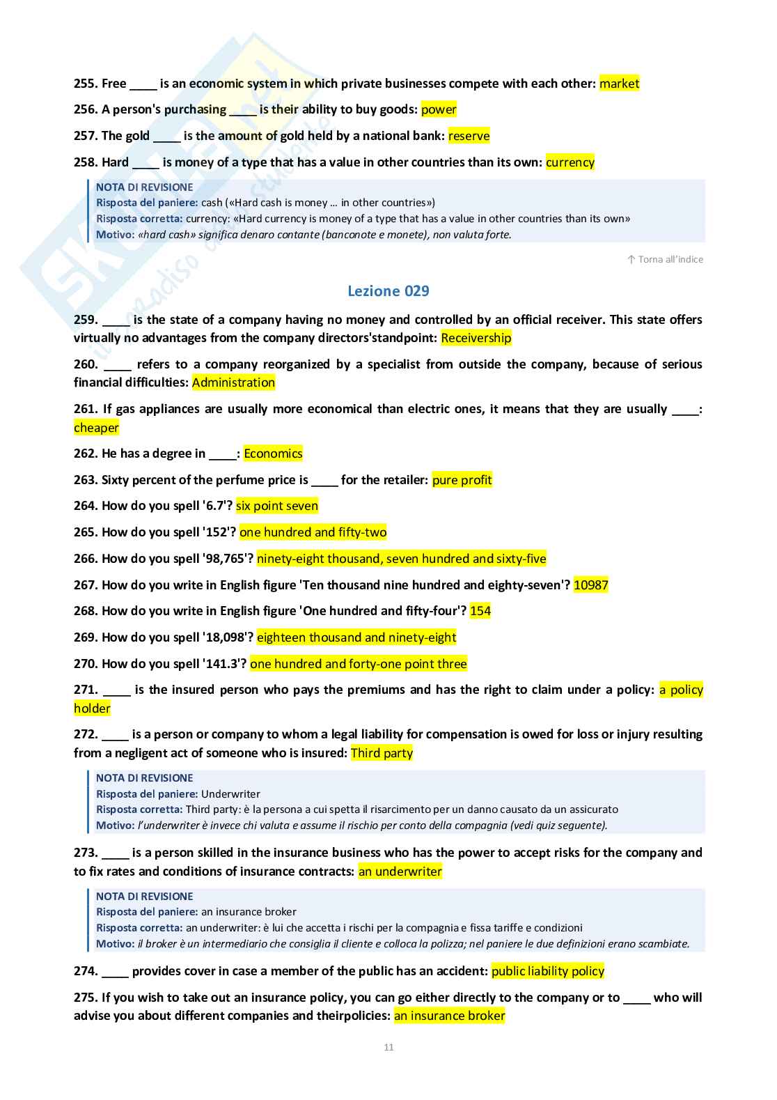 Lingua inglese Pag. 11