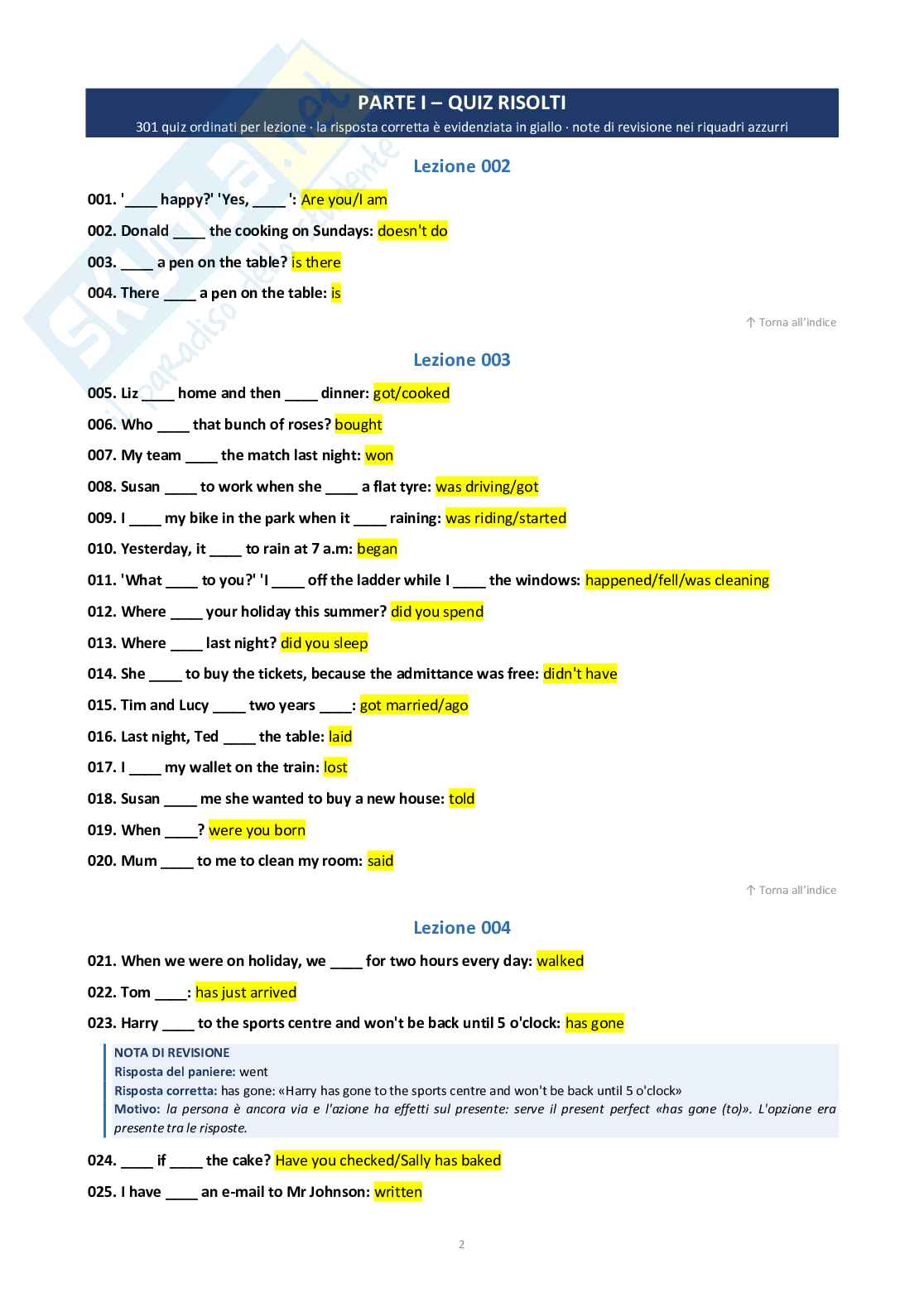 Lingua inglese Pag. 2