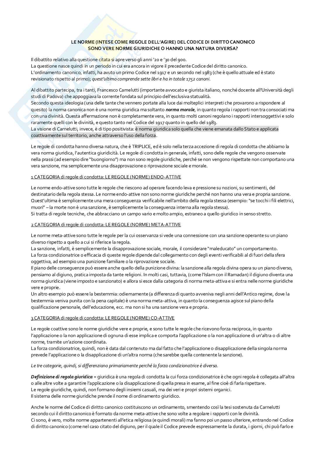 Appunti corso di Diritto canonico  Pag. 1
