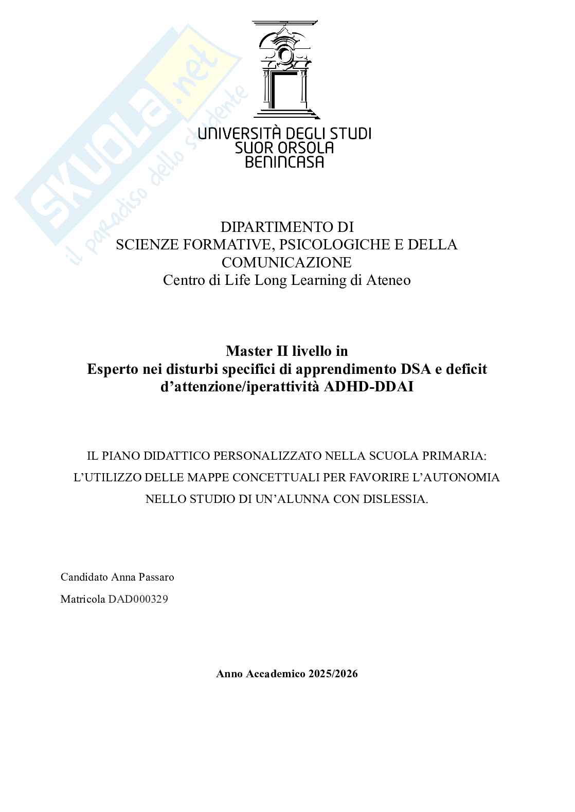 Pdp e intervento alunna con DSA Pag. 1