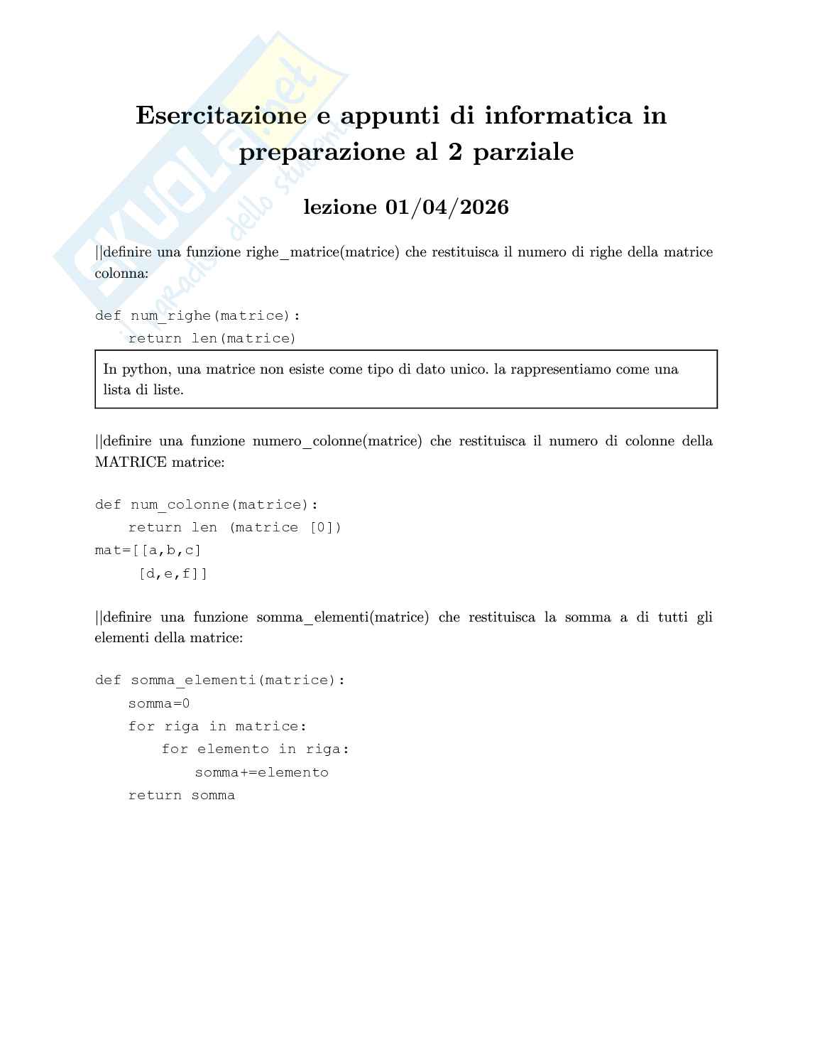 Appunti per secondo parziale di Informatica Pag. 1