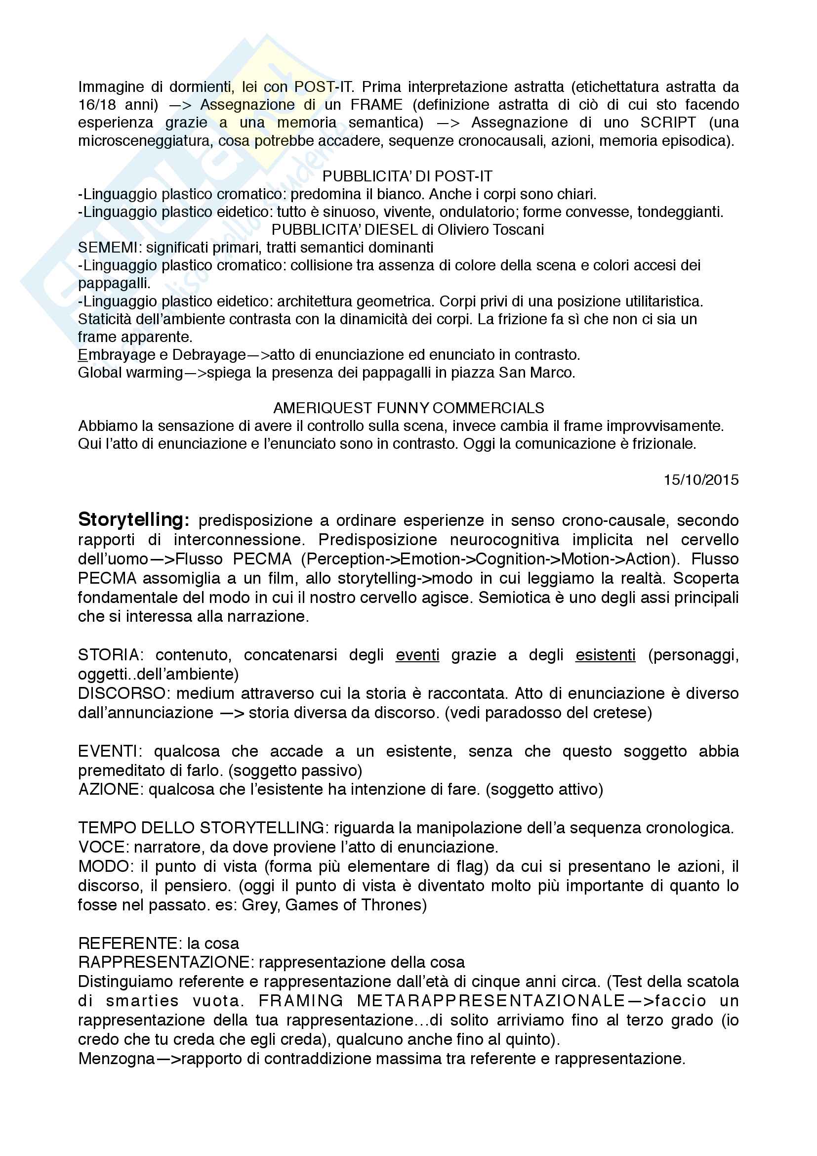 Appunti Corso di Semiotica Prof. Calabrese, IULM Pag. 2
