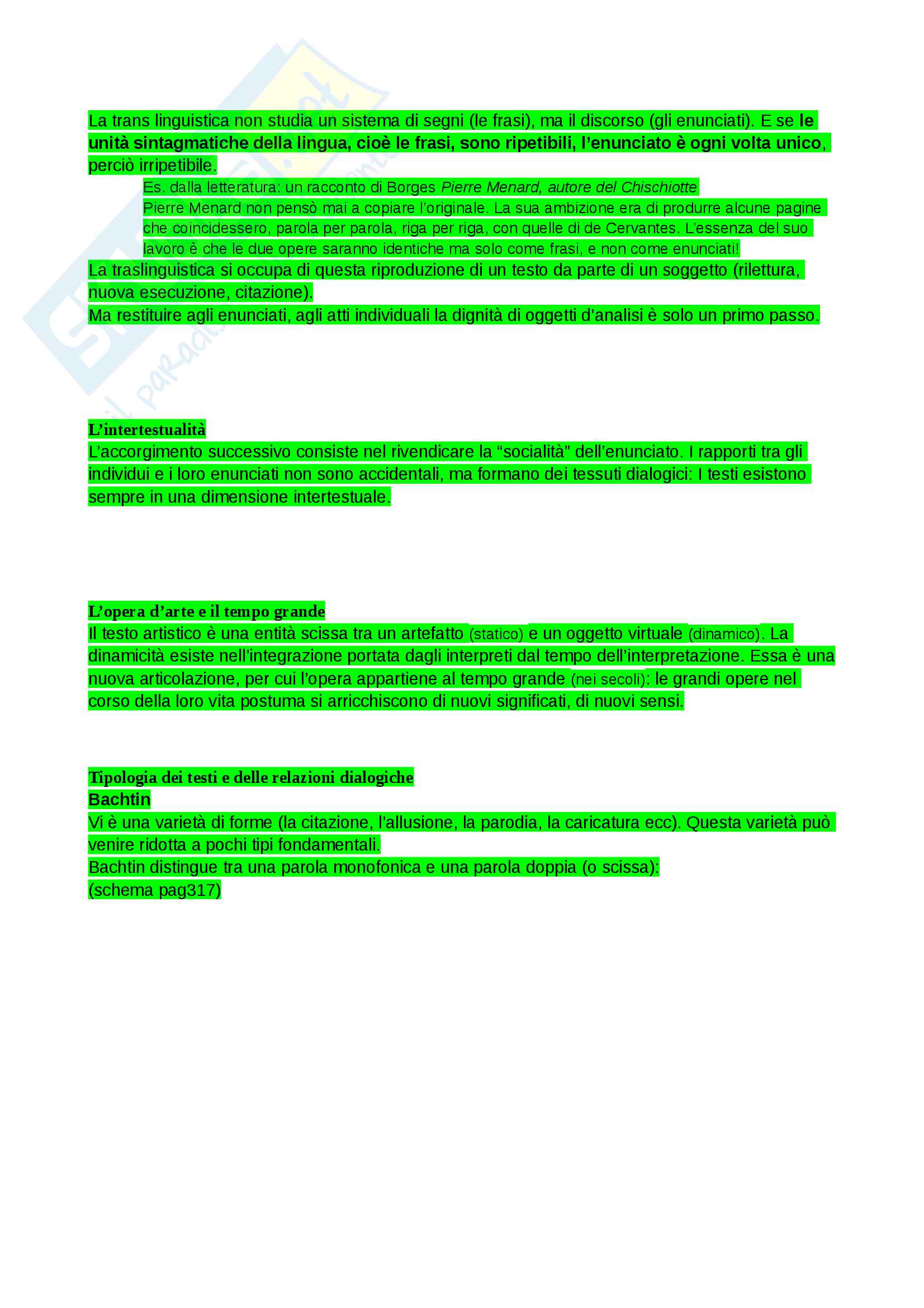 Riassunto esame Teoria Della Letteratura, docente Giovanni Bottiroli, libro consigliato Che cosa è  la teoria della letteratura, autore Giovanni Bottiroli Pag. 41