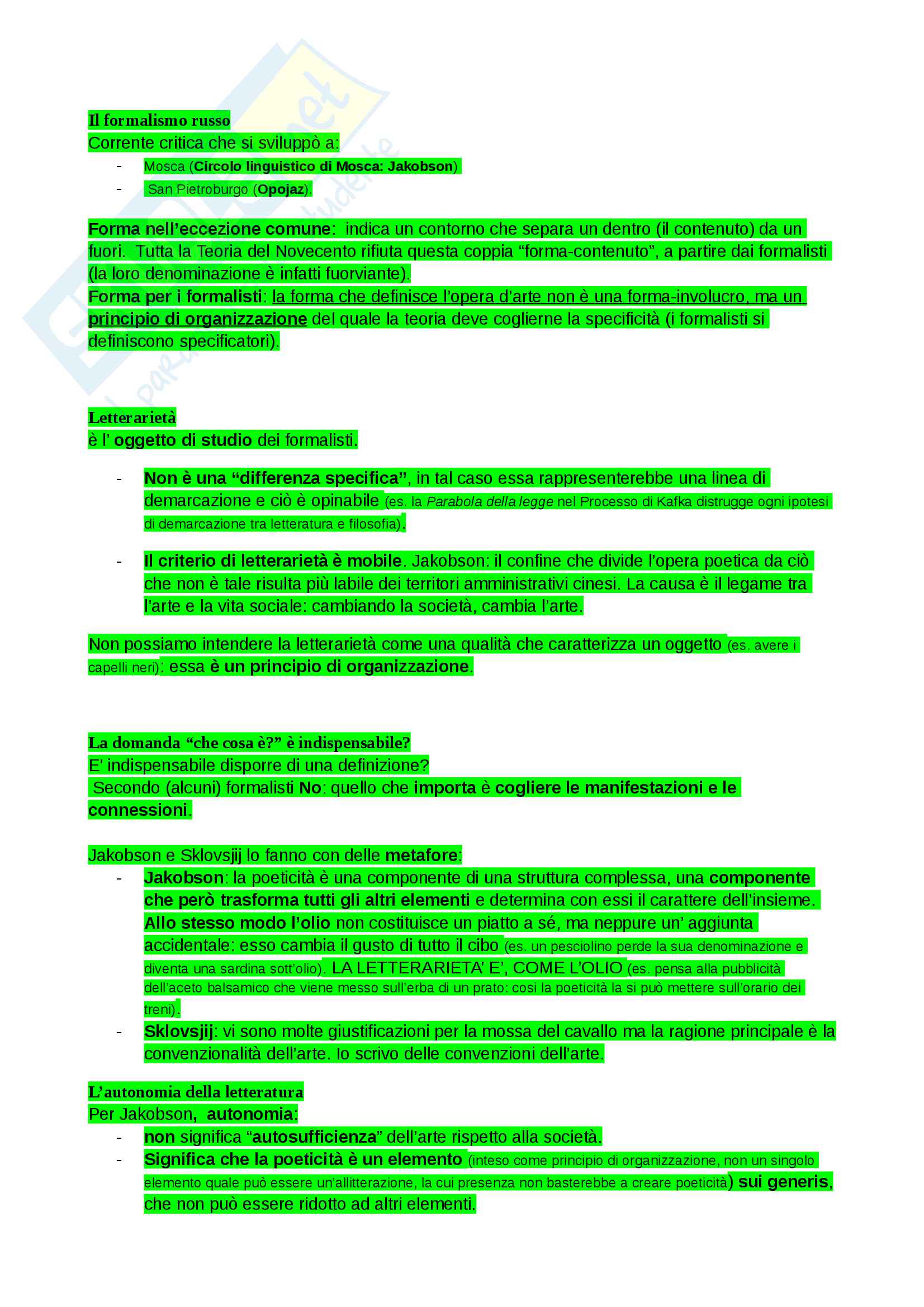 Riassunto esame Teoria Della Letteratura, docente Giovanni Bottiroli, libro consigliato Che cosa è  la teoria della letteratura, autore Giovanni Bottiroli Pag. 6
