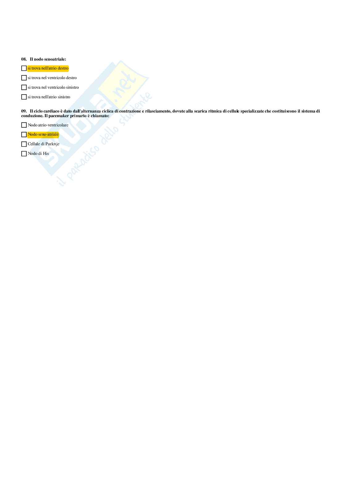 Paniere Fisiologia (2026) - Risposte multiple corrette Pag. 81