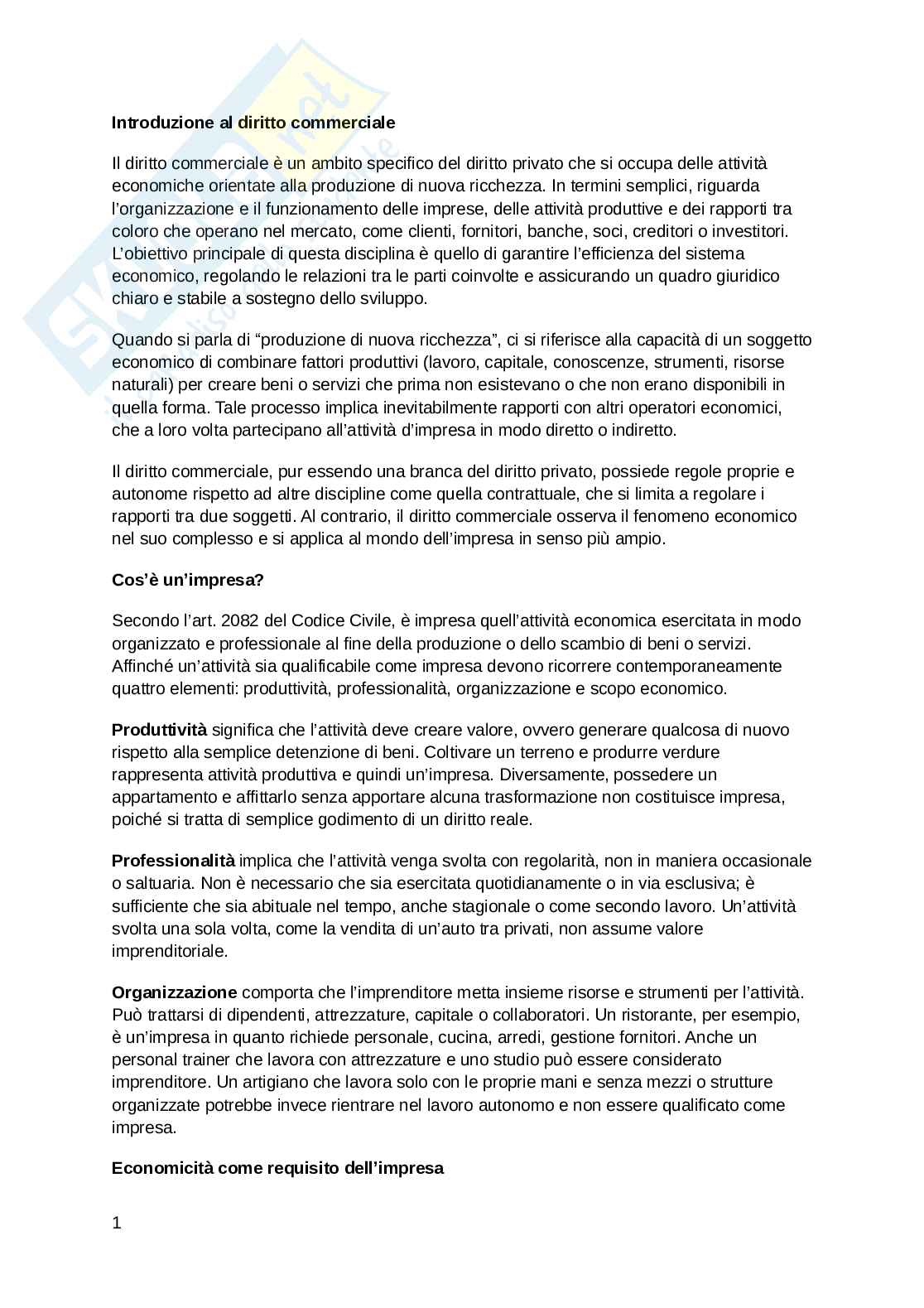 Diritto commerciale  Pag. 1
