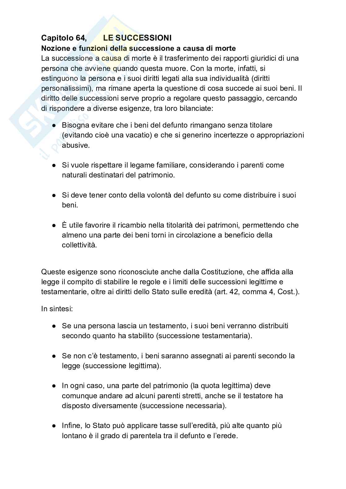 Diritto privato - le successioni  Pag. 1