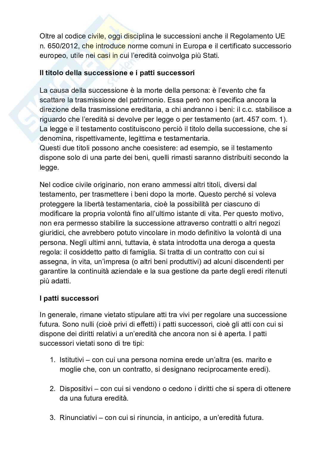 Diritto privato - le successioni  Pag. 2
