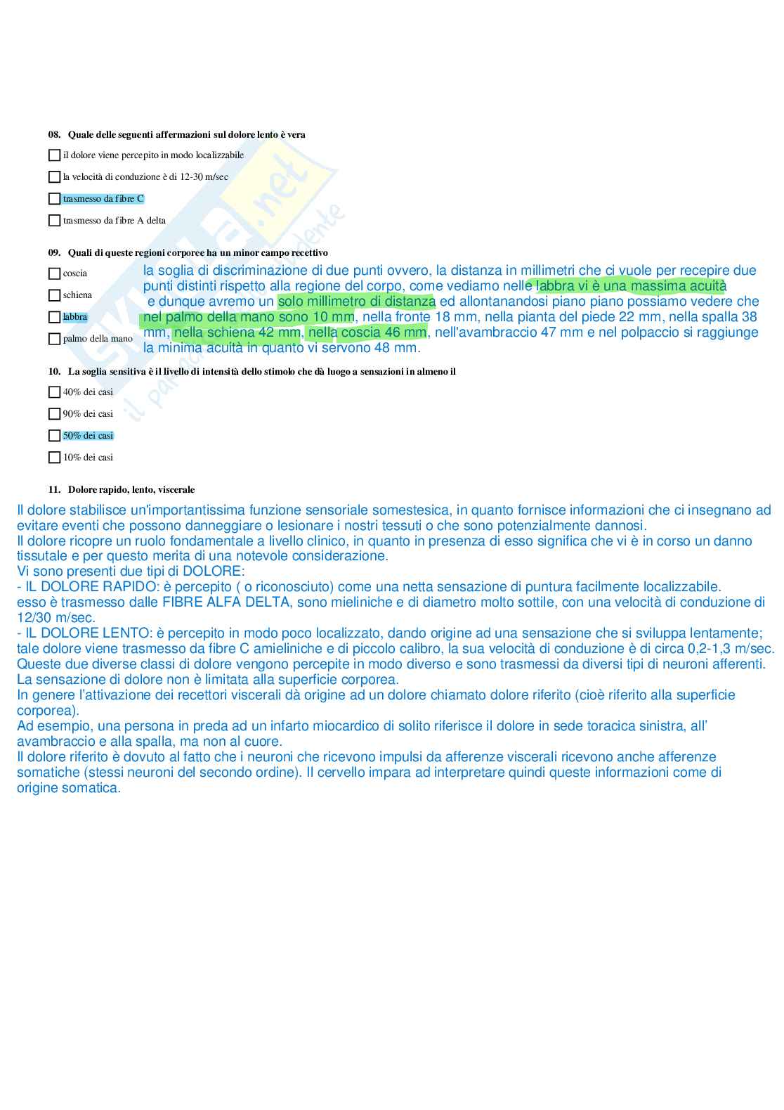 Paniere Fisiologia  - Risposte multiple - aggiornato (2026) Pag. 51