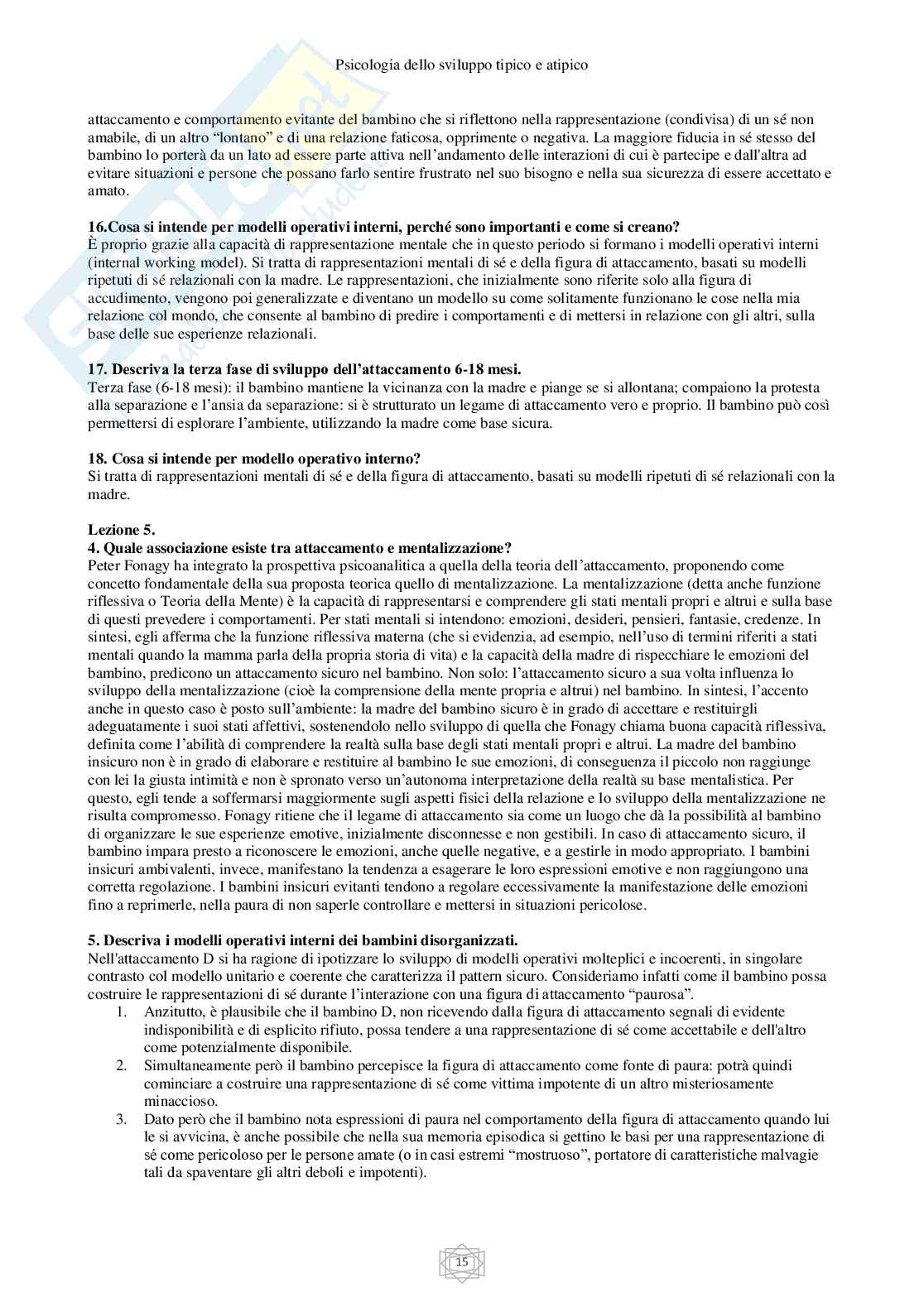 Paniere di psicologia dello sviluppo tipico e atipico - risposte aperte Pag. 16