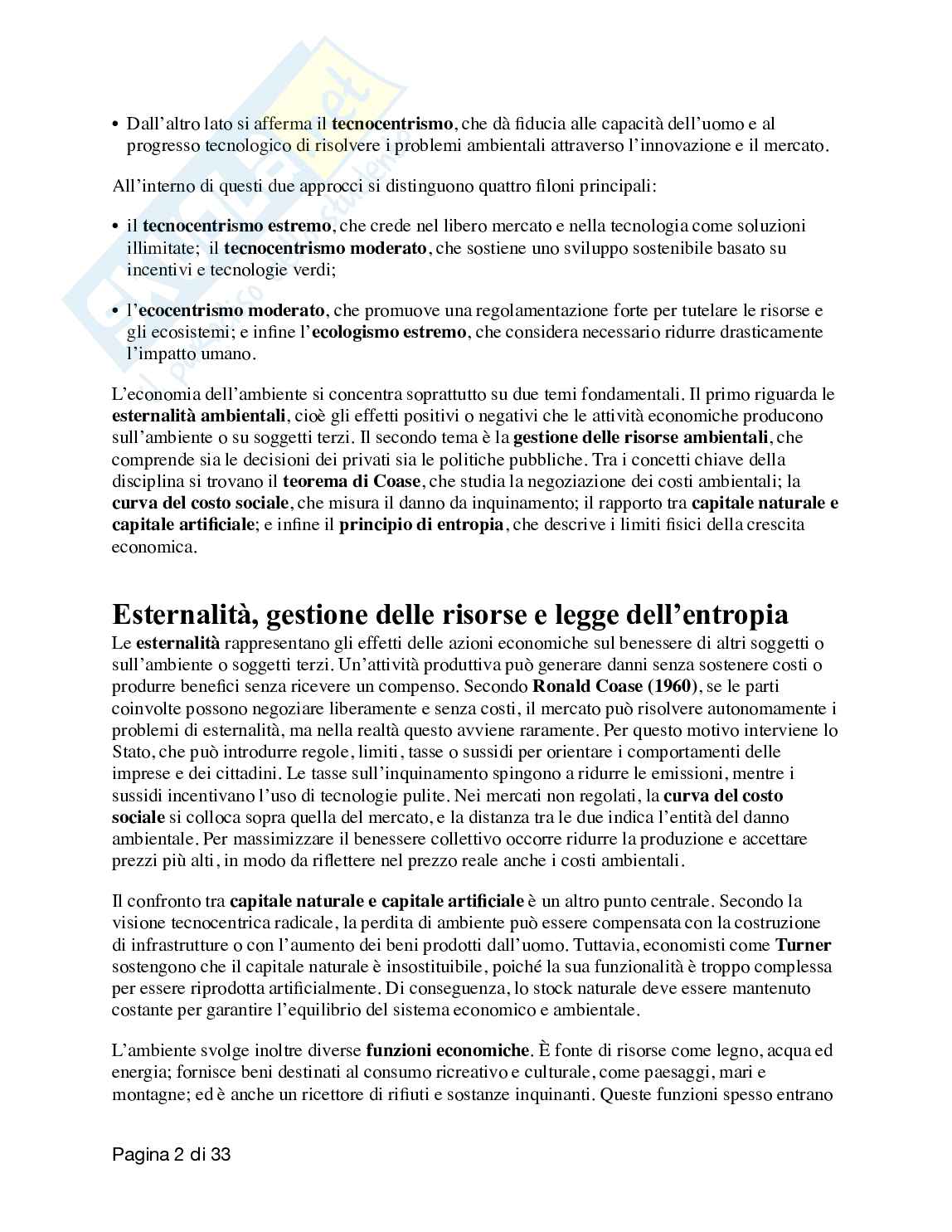 Economia dell'ambiente e del territorio Pag. 2