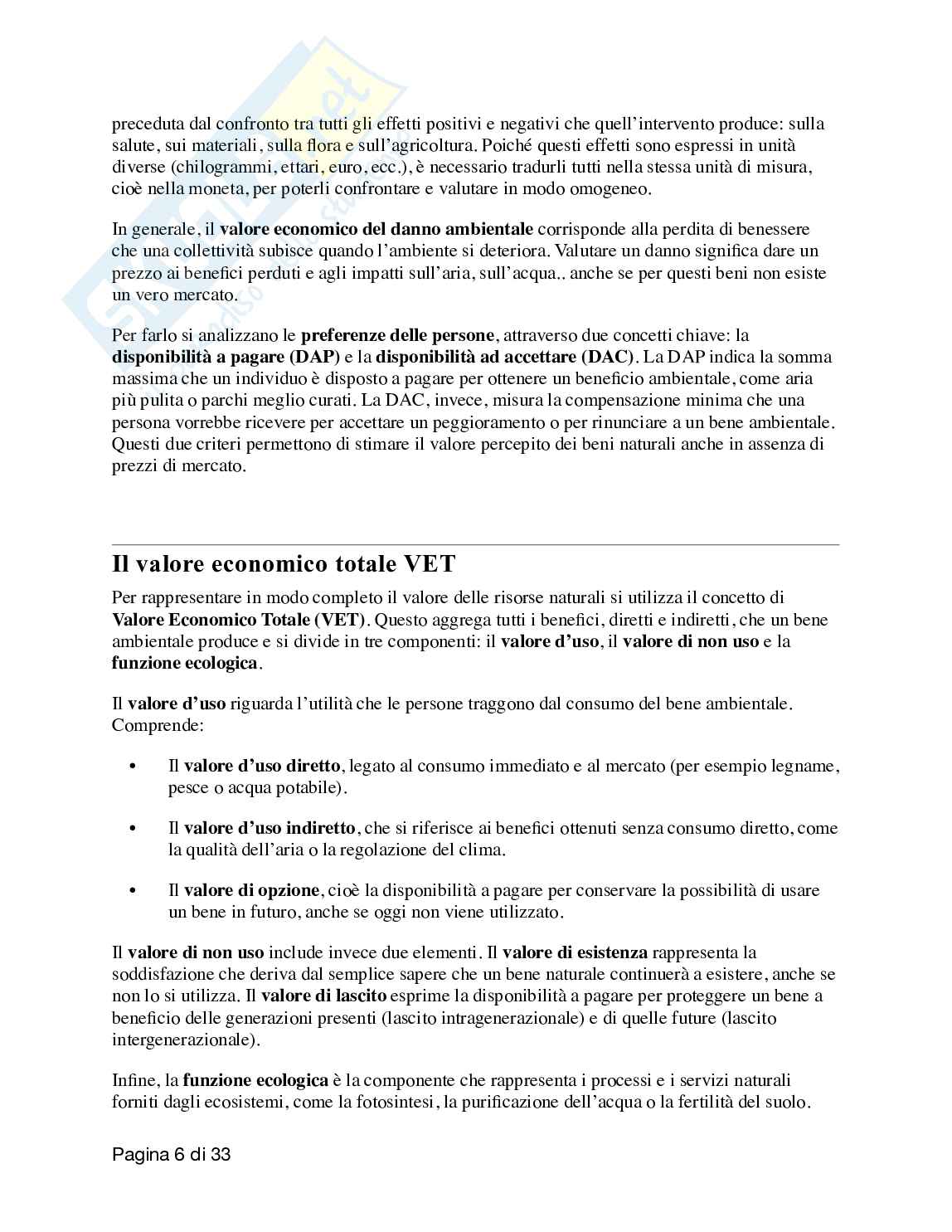 Economia dell'ambiente e del territorio Pag. 6