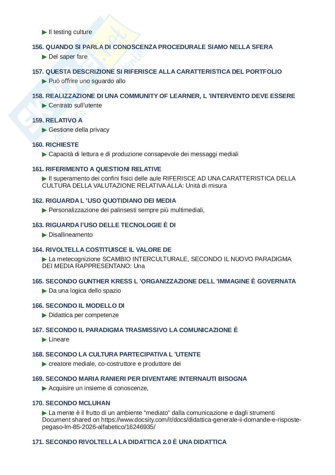 Domande e risposte Didattica generale, ordine alfabetico 2025 Pag. 11