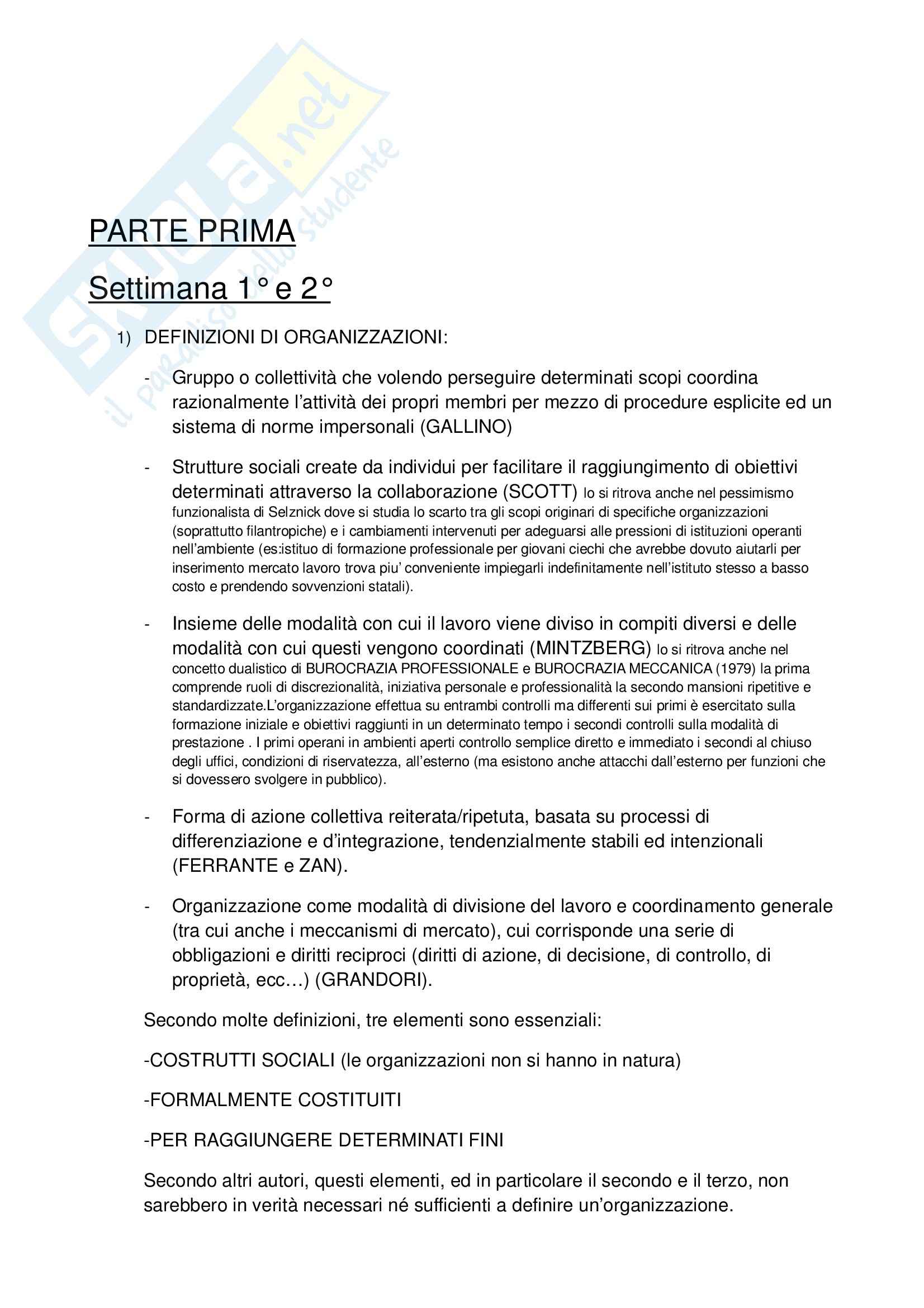 Riassunto esame Sociologia economica, prof. Ballarino, libro consigliato Sociologia economica e dell'organizzazione, Bonazzi Pag. 1