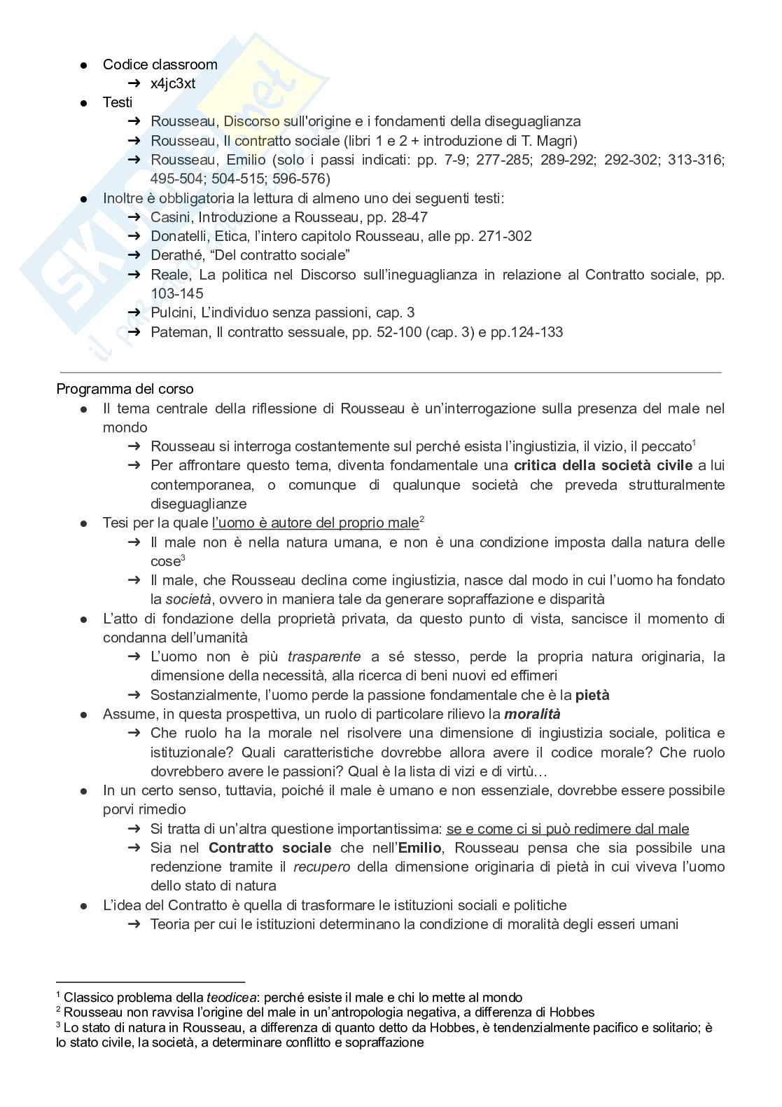 Riassunto esame Etica ii b, Prof. Botti Caterina, libro consigliato Discorso sull'origine e i fondamenti dell'ineguaglianza tra gli uomini, Rousseau Pag. 1