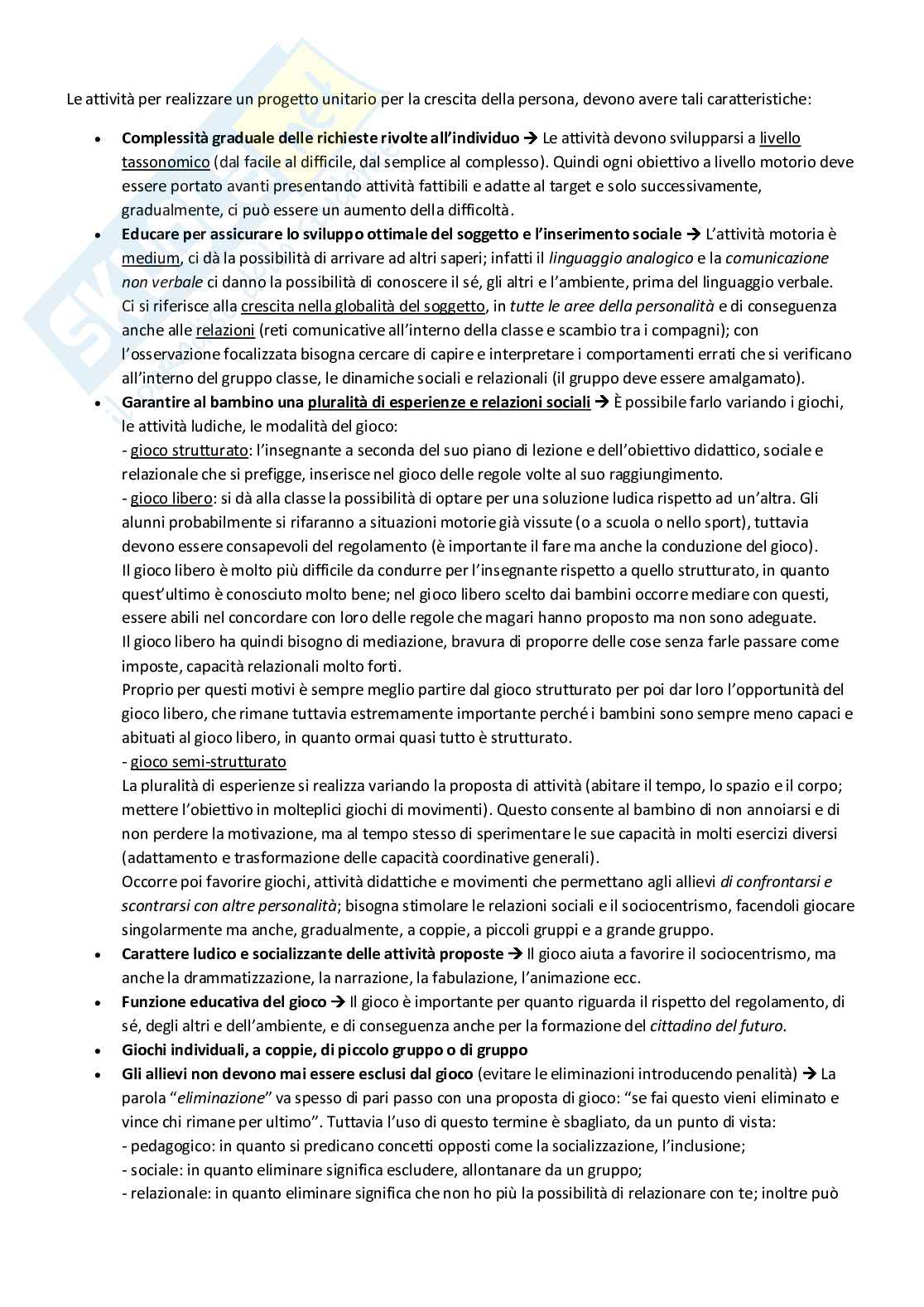 Esame teoria, tecnica e didattica dell'attività motoria - Prof Valentini - Appunti presi alle lezioni + rielaborazione personale basata sui libri consigliati dalla professoressa Pag. 26