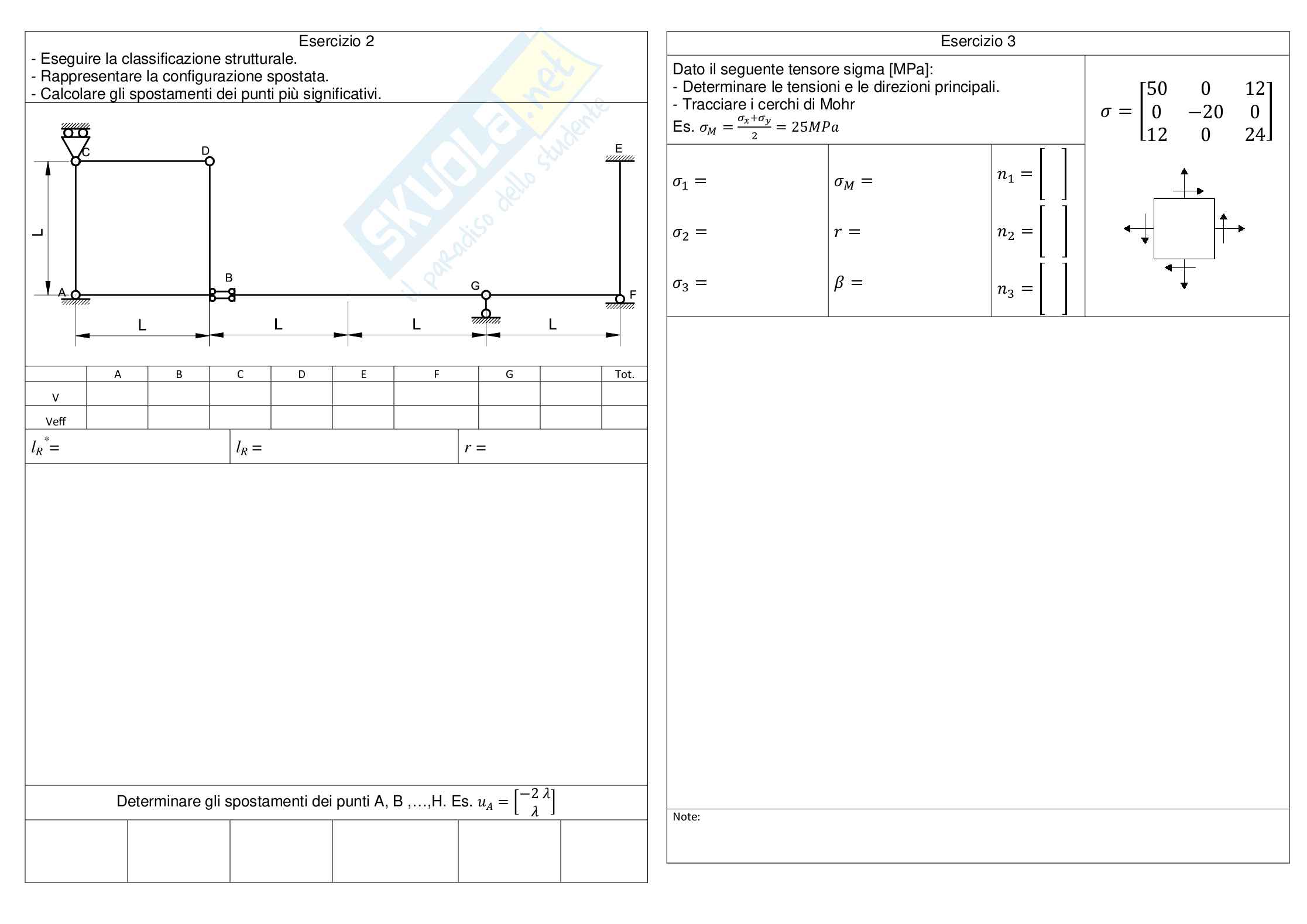 Prima prova esame e soluzioni di Scienza delle costruzioni Pag. 2