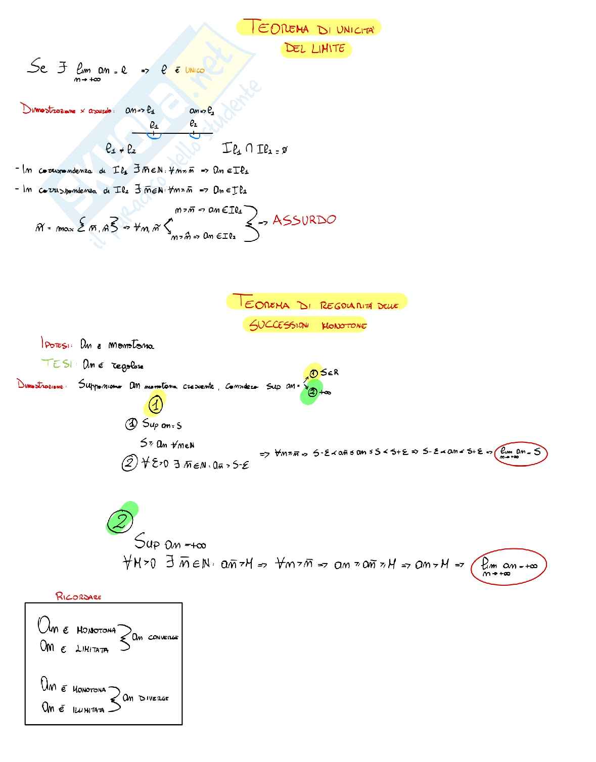 Analisi 1 - Teoria: teoremi e definizioni di tutto il programma  Pag. 6