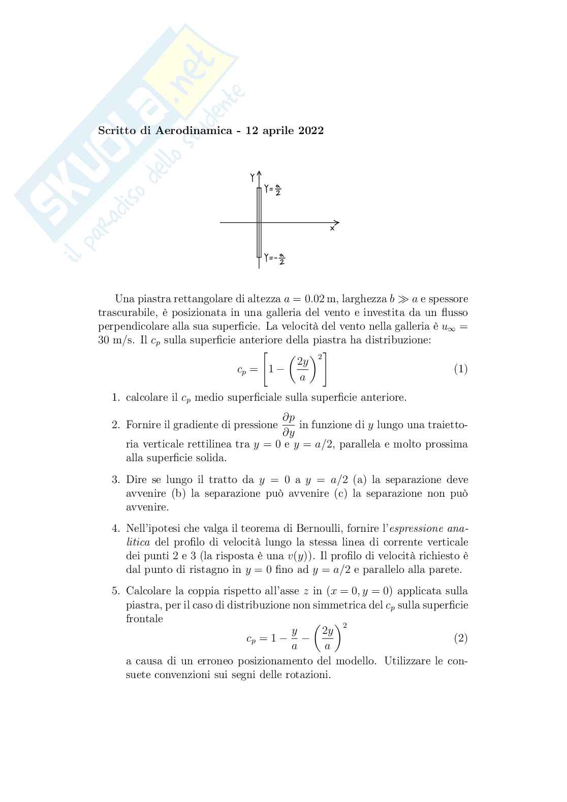 Esercizio Aerodinamica e gestione termica del veicolo Pag. 1