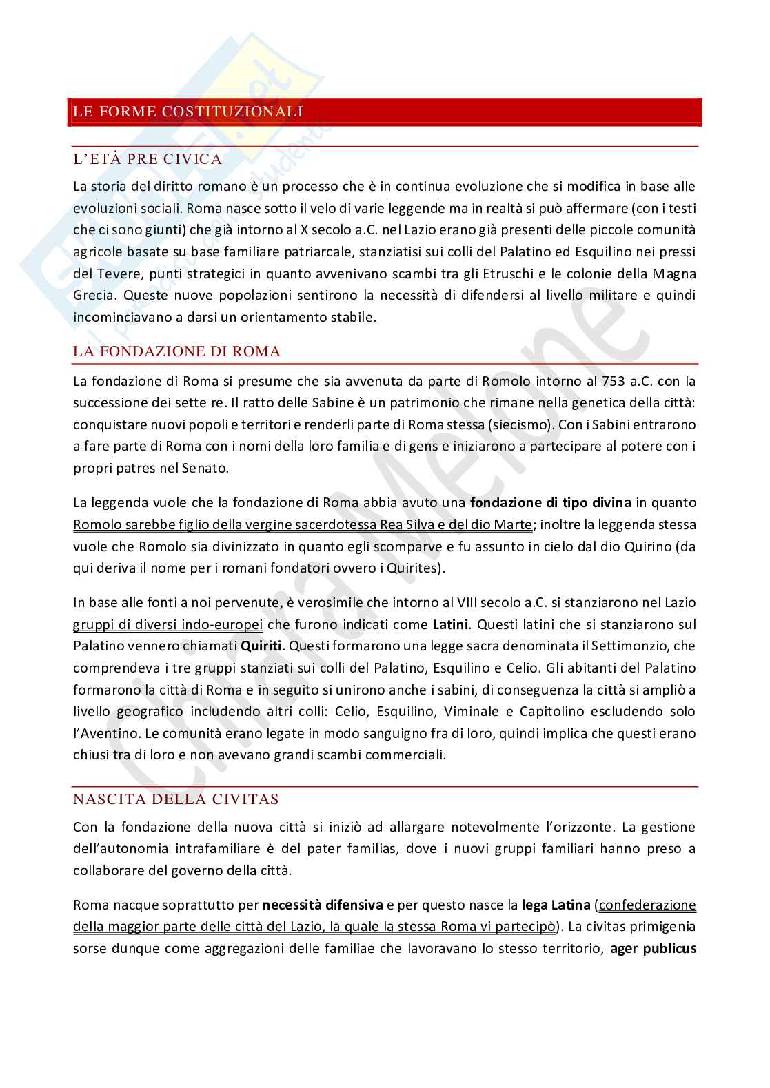 Riassunto esame Storia del diritto romano, Prof. Amabile Mariateresa, libro consigliato Elementi di storia e istituzioni di diritto romano, Lucrezi, Fasolino, Greco, Amabile Pag. 1