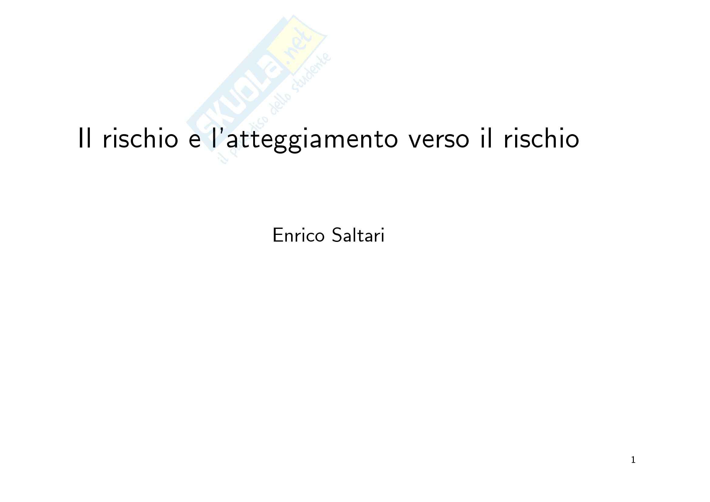 Economia finanziaria - il rischio economico Pag. 1