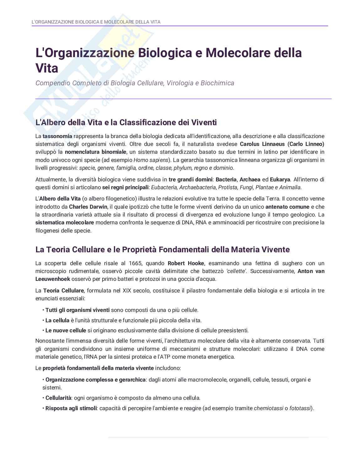 Biologia per semestre filtro Pag. 1